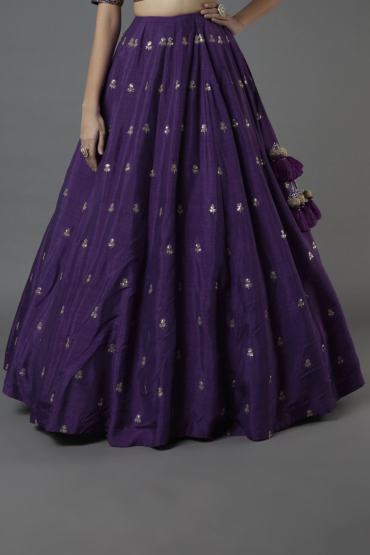 Purple Embroidered Lehenga Set