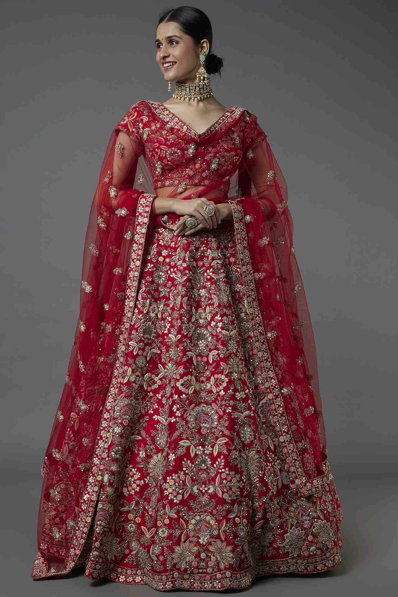 Red Embellished Lehenga Set