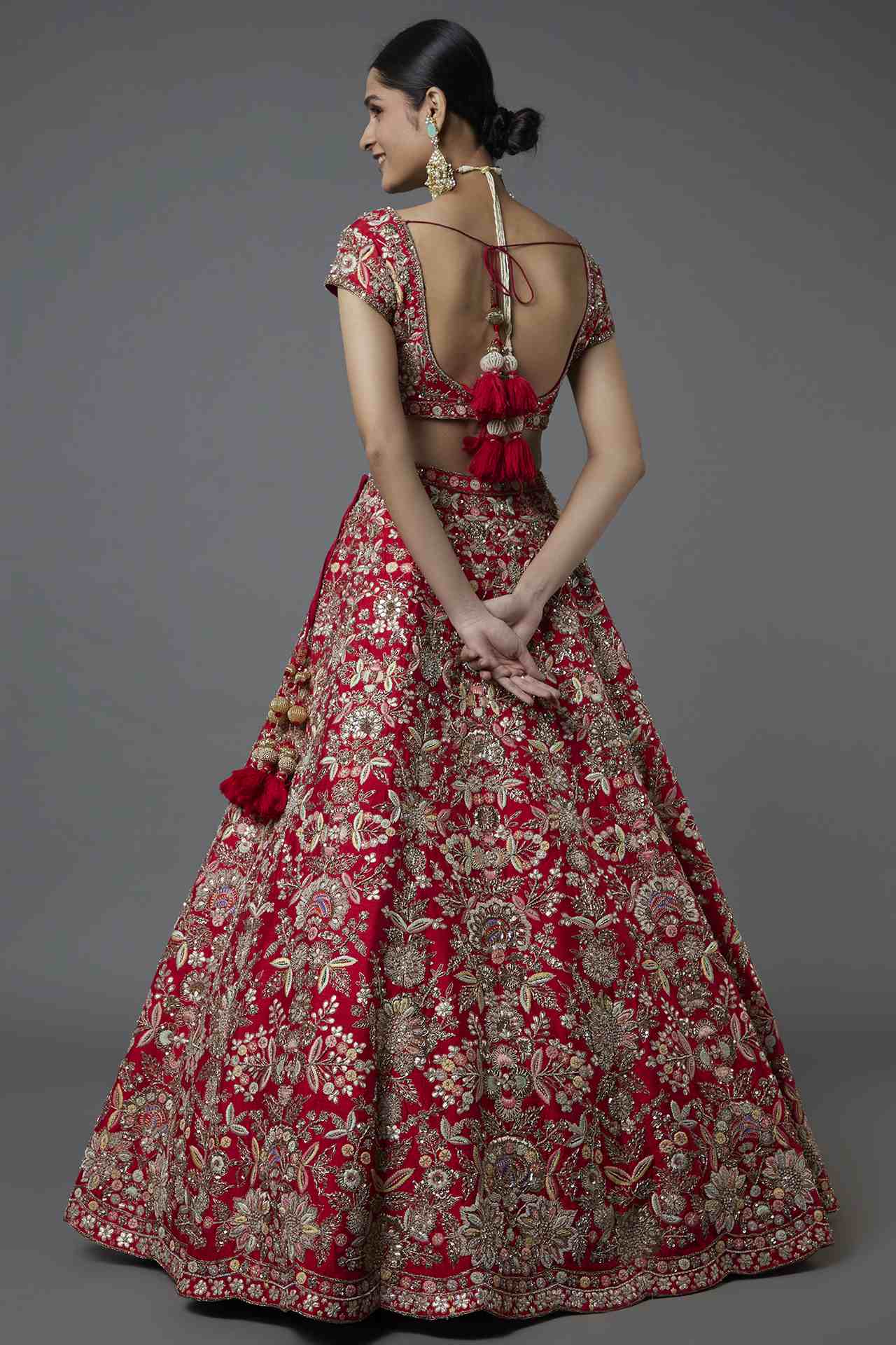 Red Embellished Lehenga Set
