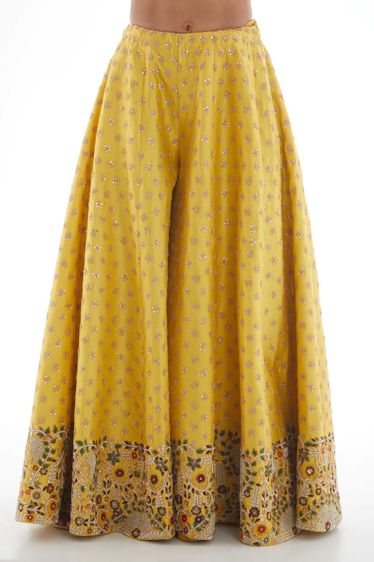 Mustard Embroidered Sharara Set