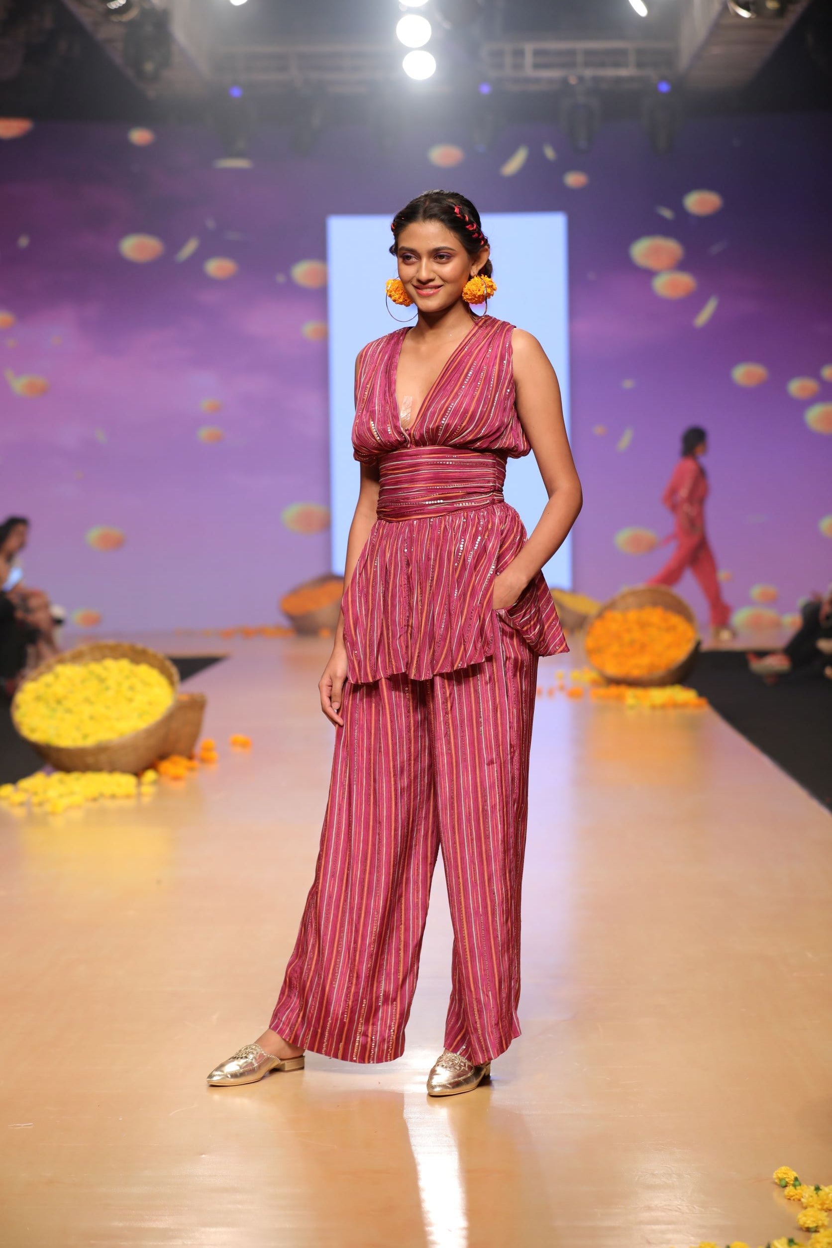 Marigold Zig-Zag Cape Dhoti Set