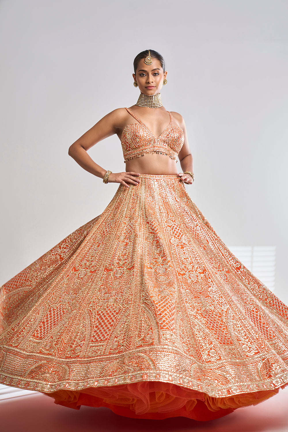 Orange Gota Patti Lehenga Set