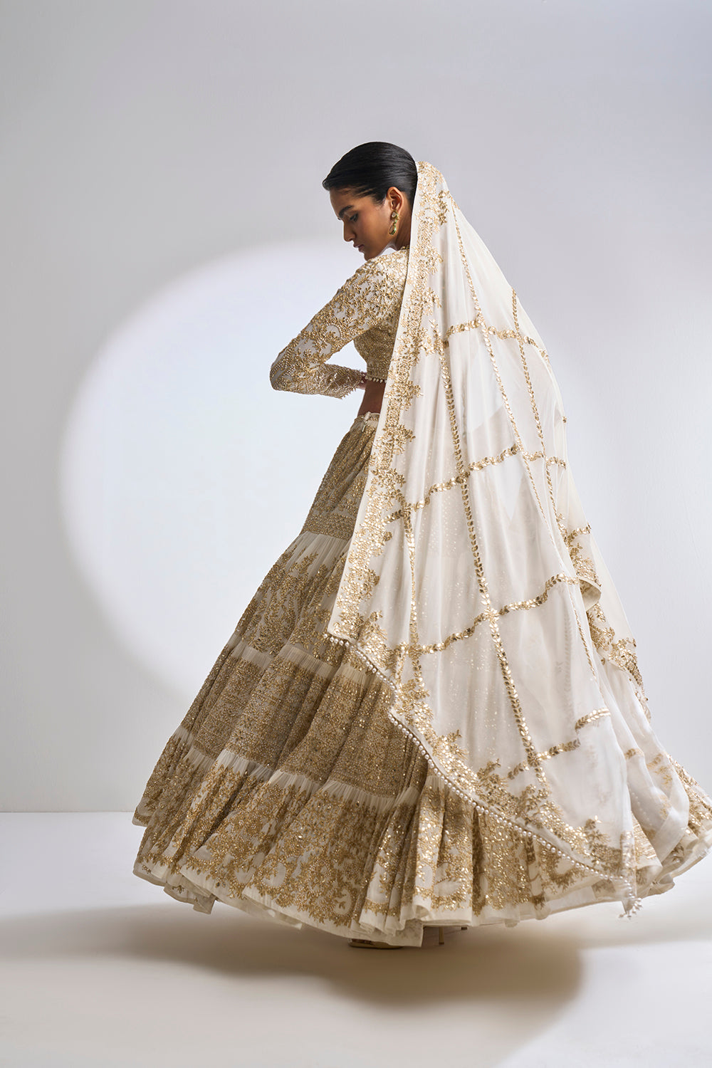 Ivory Multi-Tiered Lehenga Set