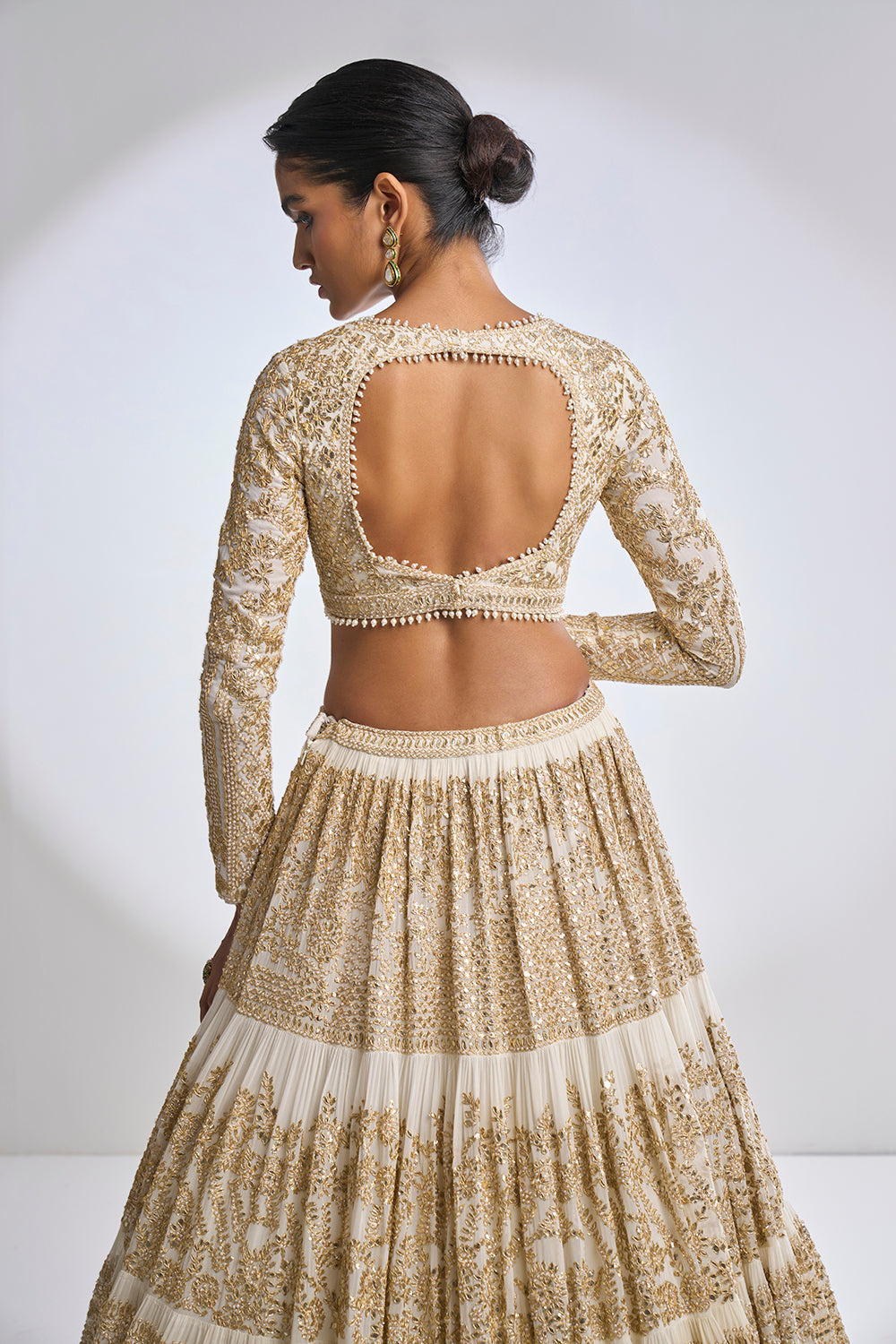 Ivory Multi-Tiered Lehenga Set