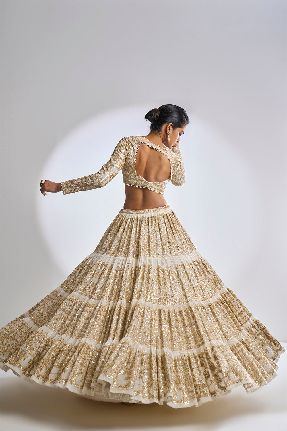 Ivory Multi-Tiered Lehenga Set