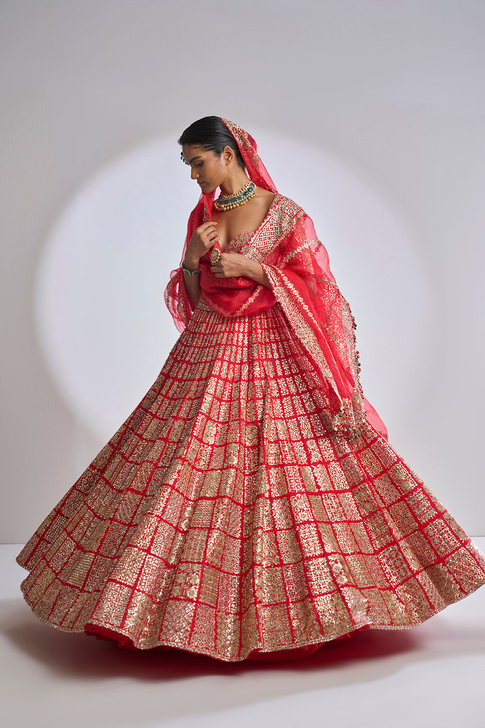 Red Gota Patti Lehenga Set
