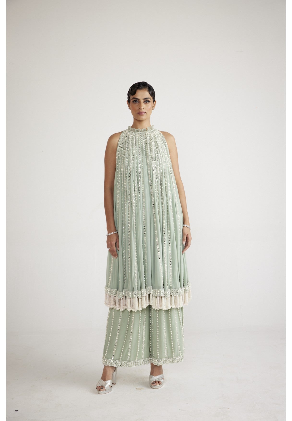 Powder Mint Green Chandelier Drop Kurta Set