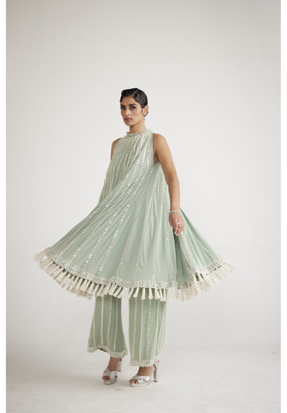 Powder Mint Green Chandelier Drop Kurta Set