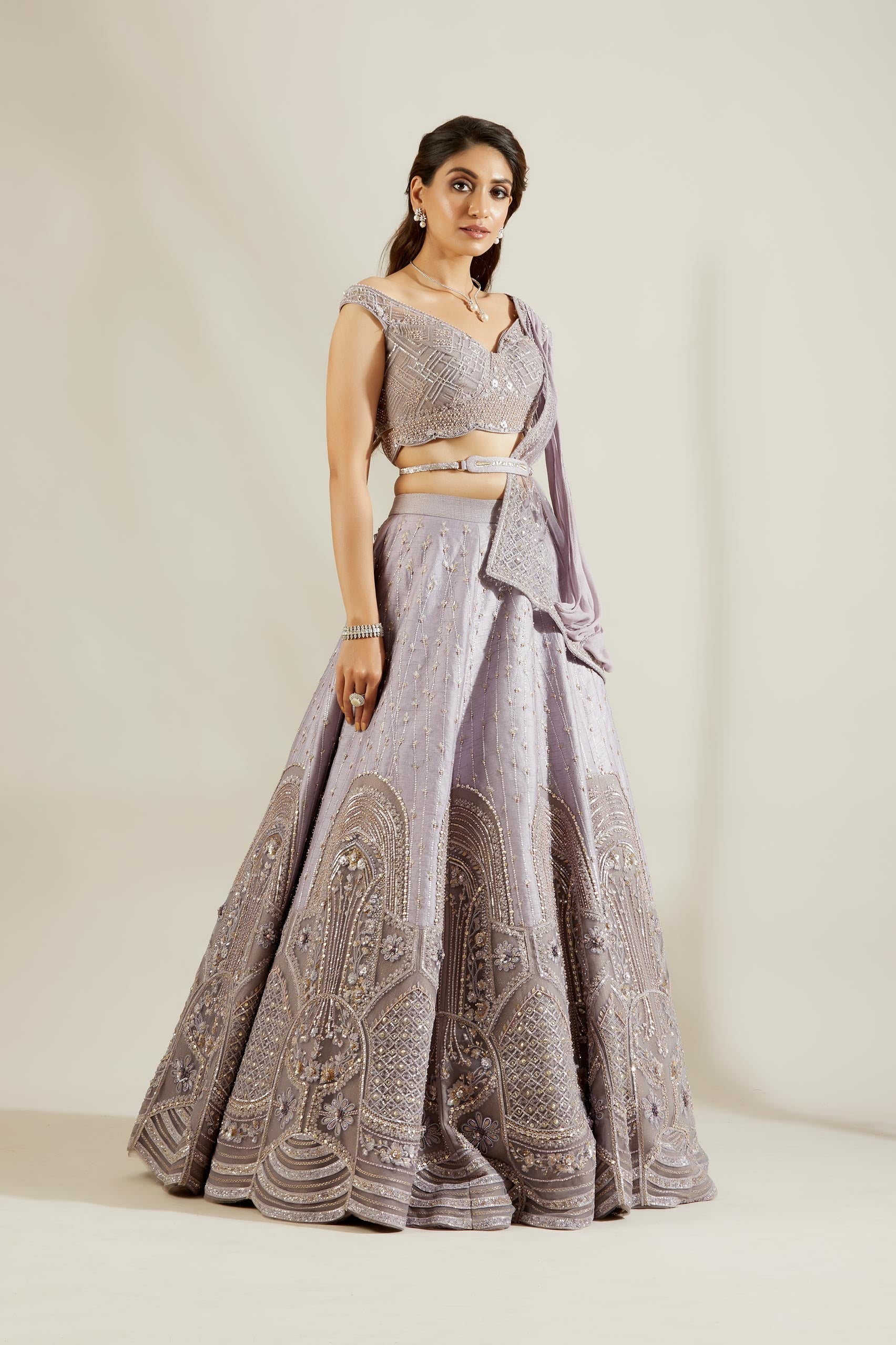 Charlotte Blue Jali Embellished Lehenga