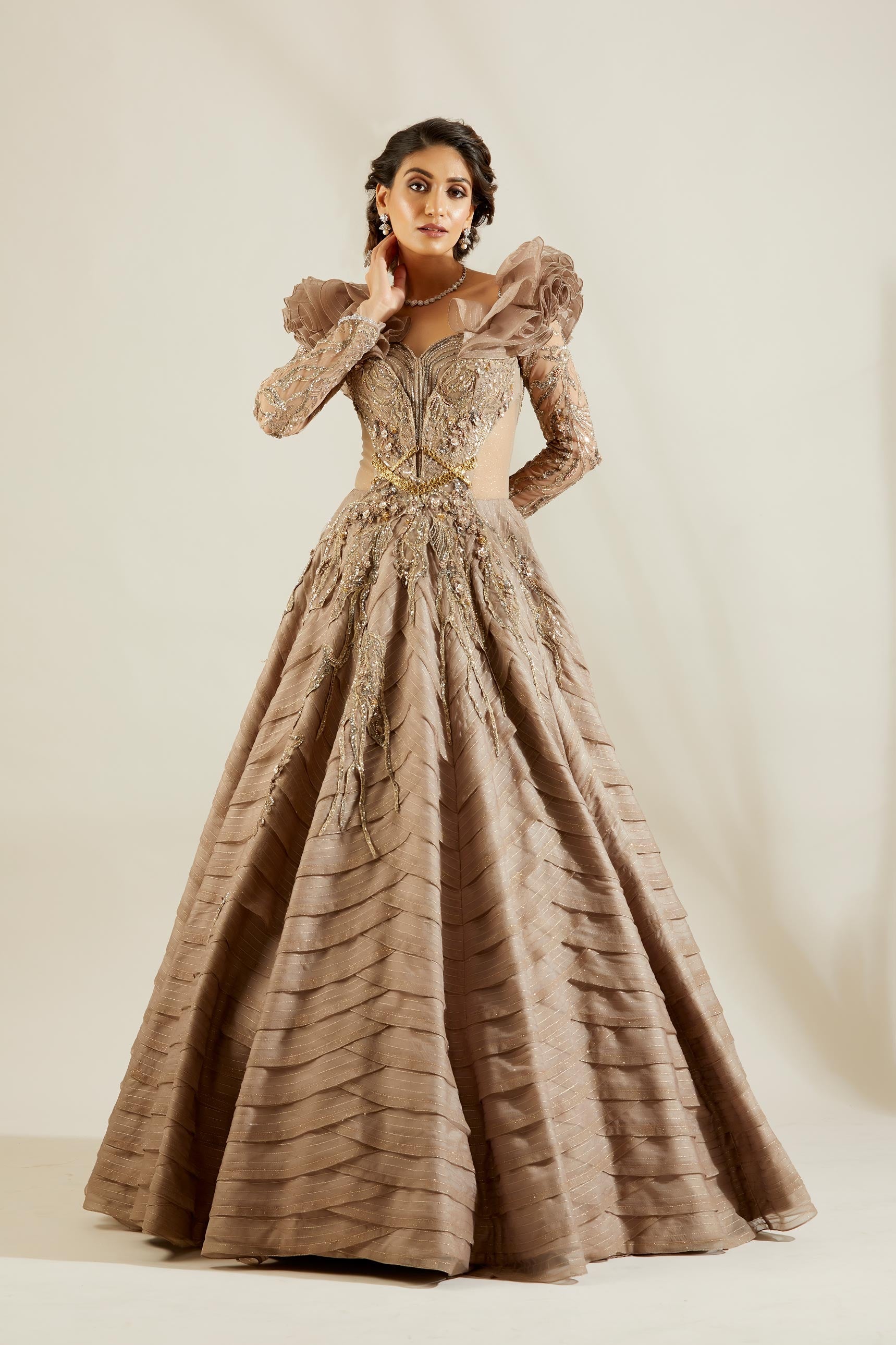 Lenox Grey Ruffle Gown