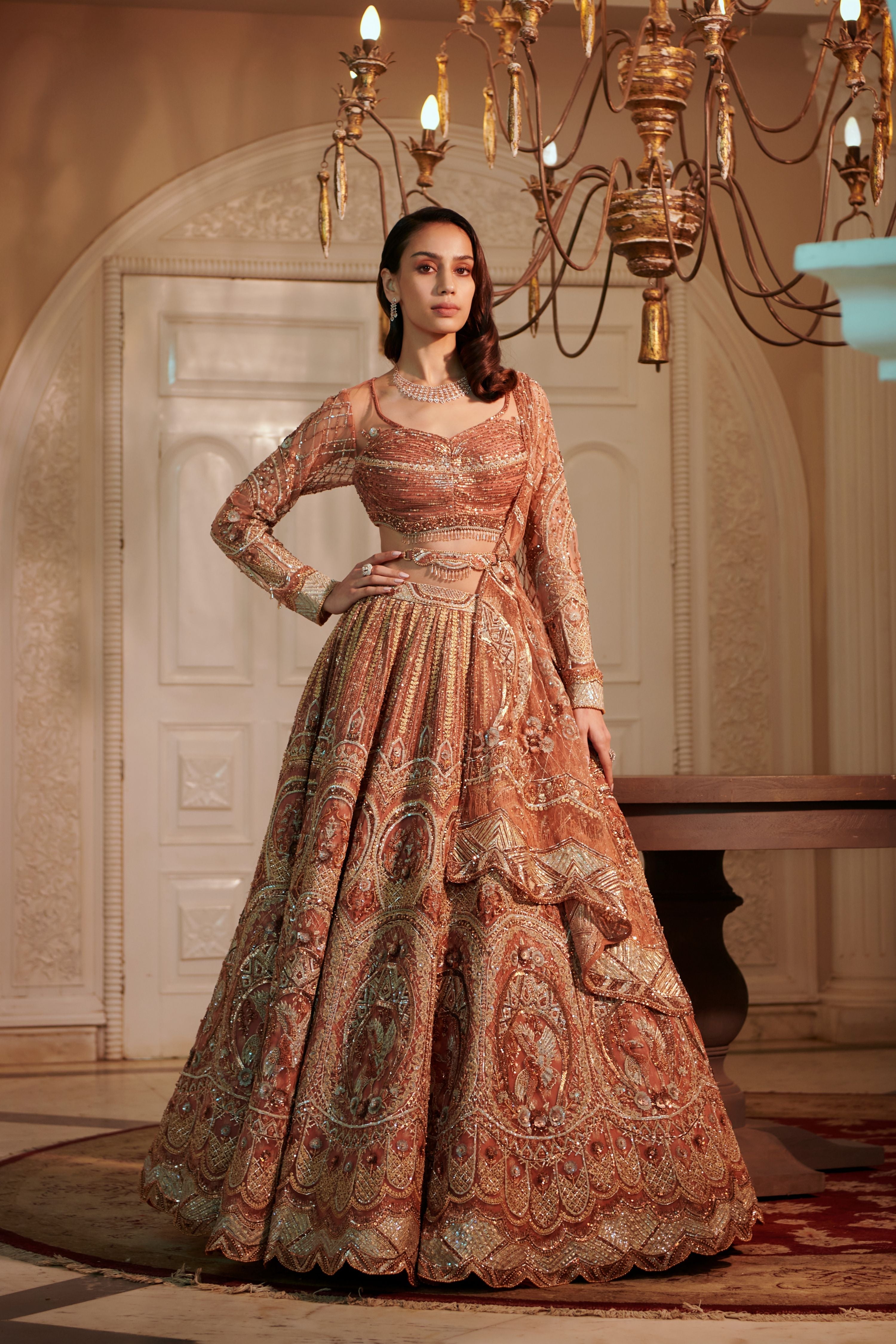 Rust Swan Lehenga