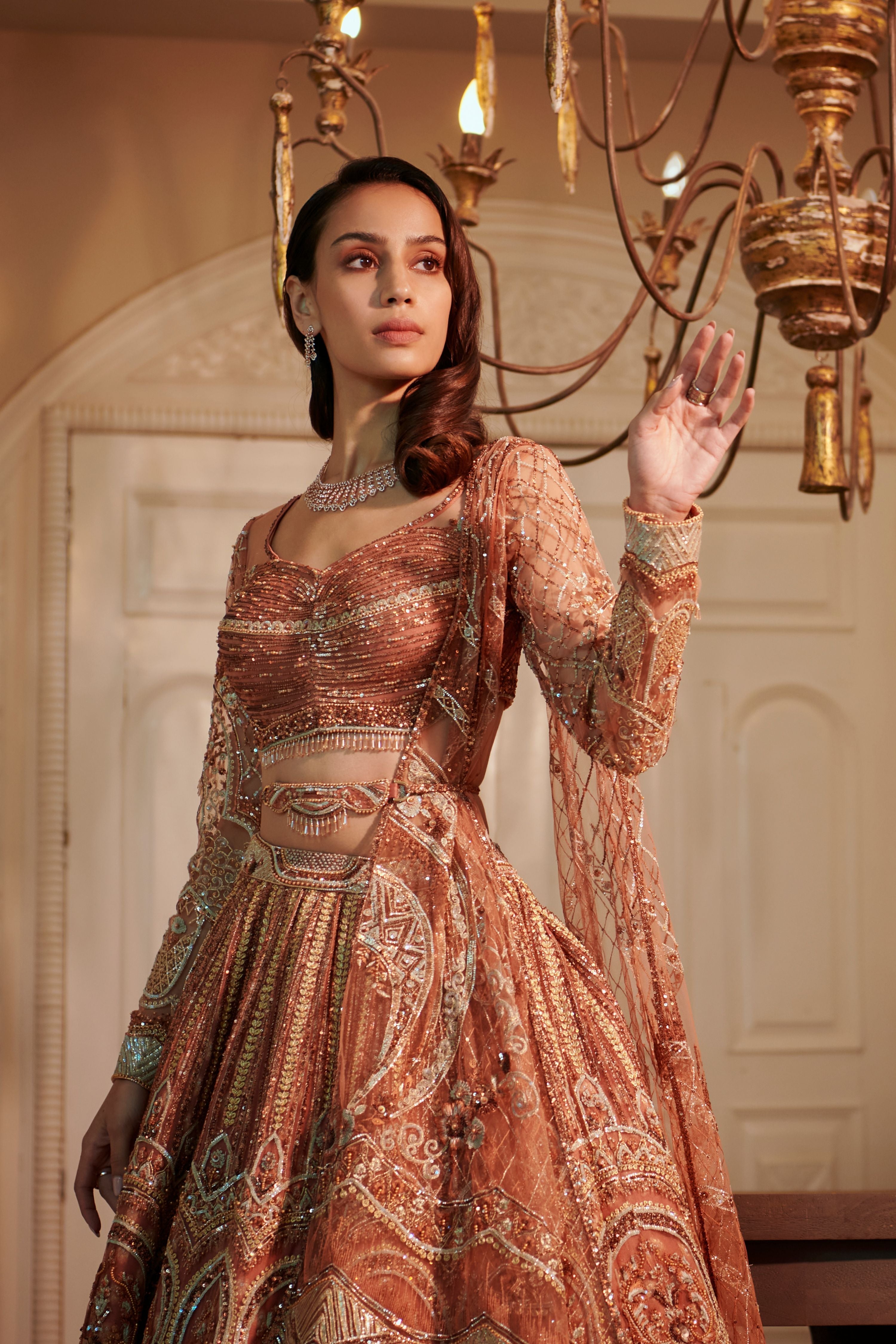 Rust Swan Lehenga