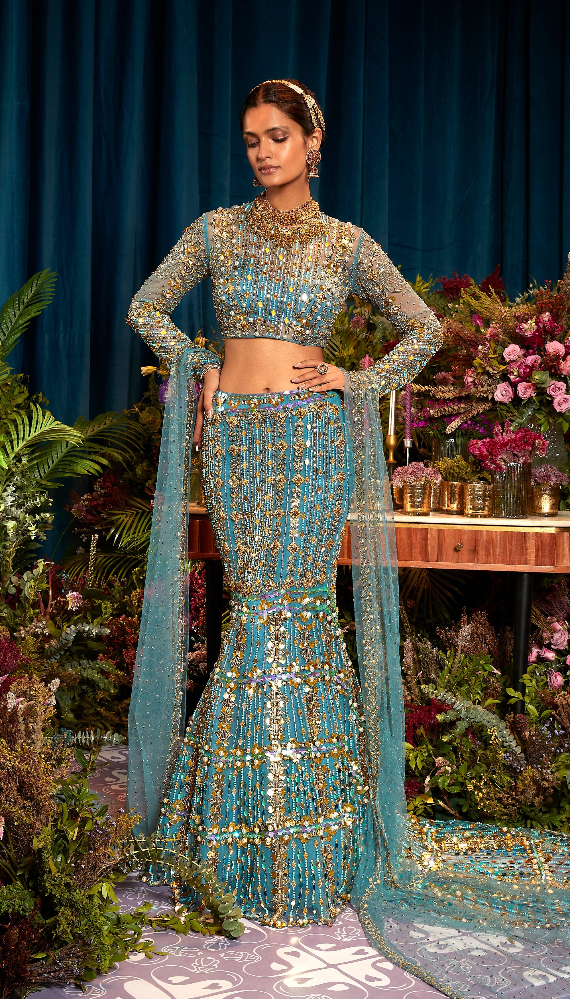Sophie - Blue Mermaid Lehenga Set