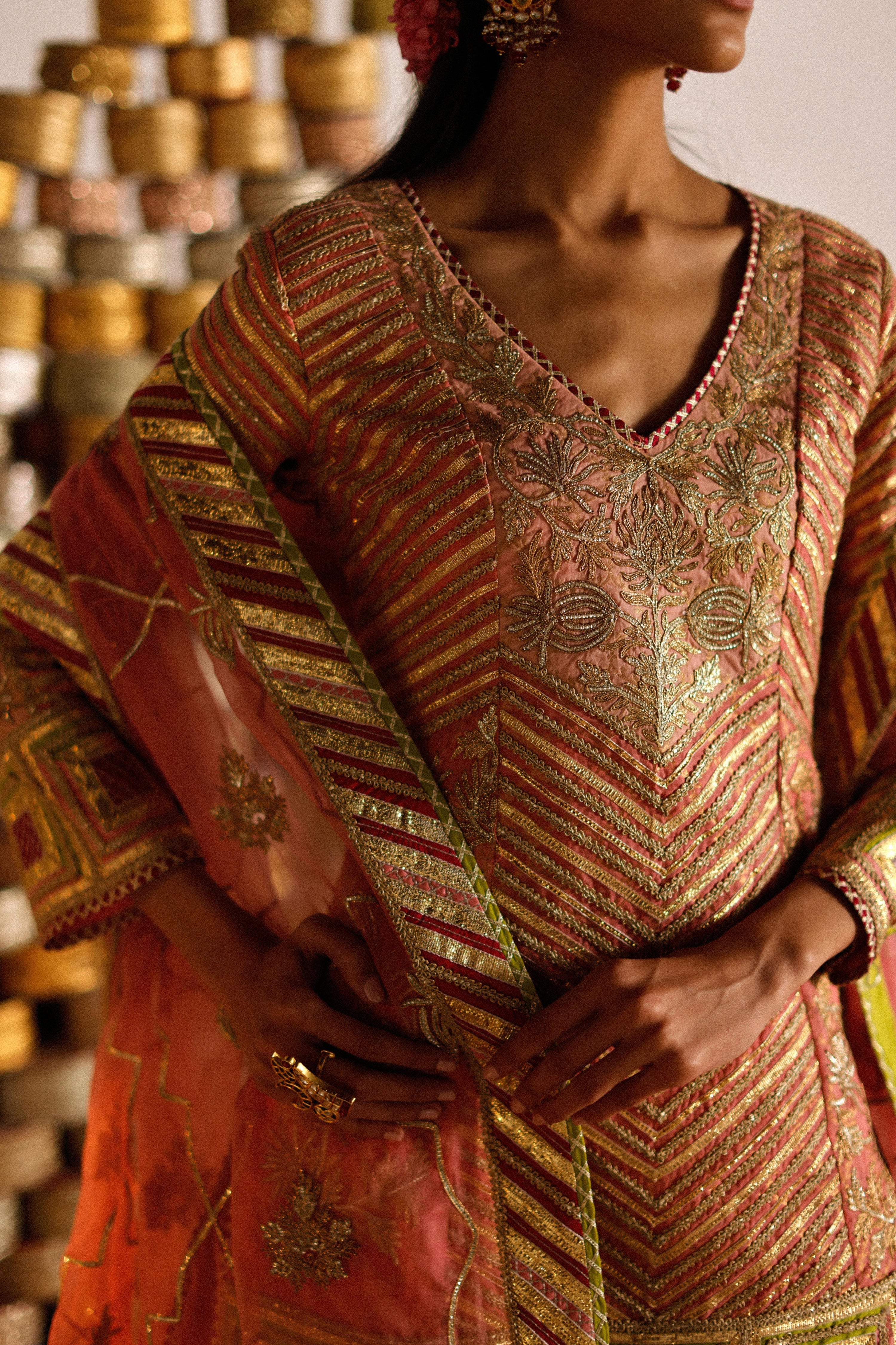 Anaar Princess Cut Short Kurta & Sharara