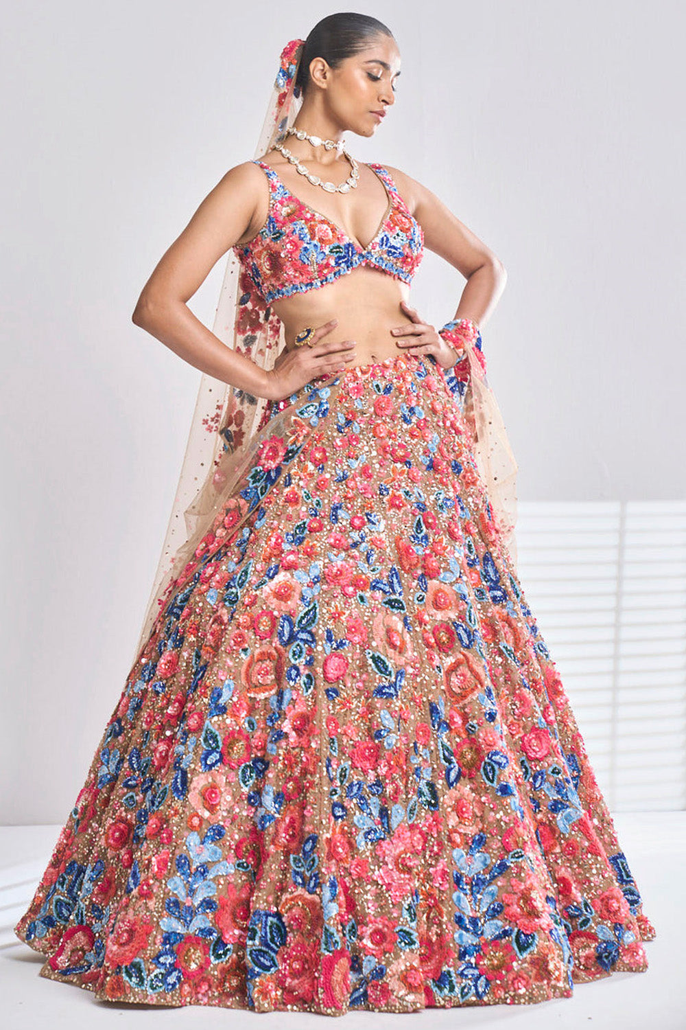 Caramel Floral Lehenga Set