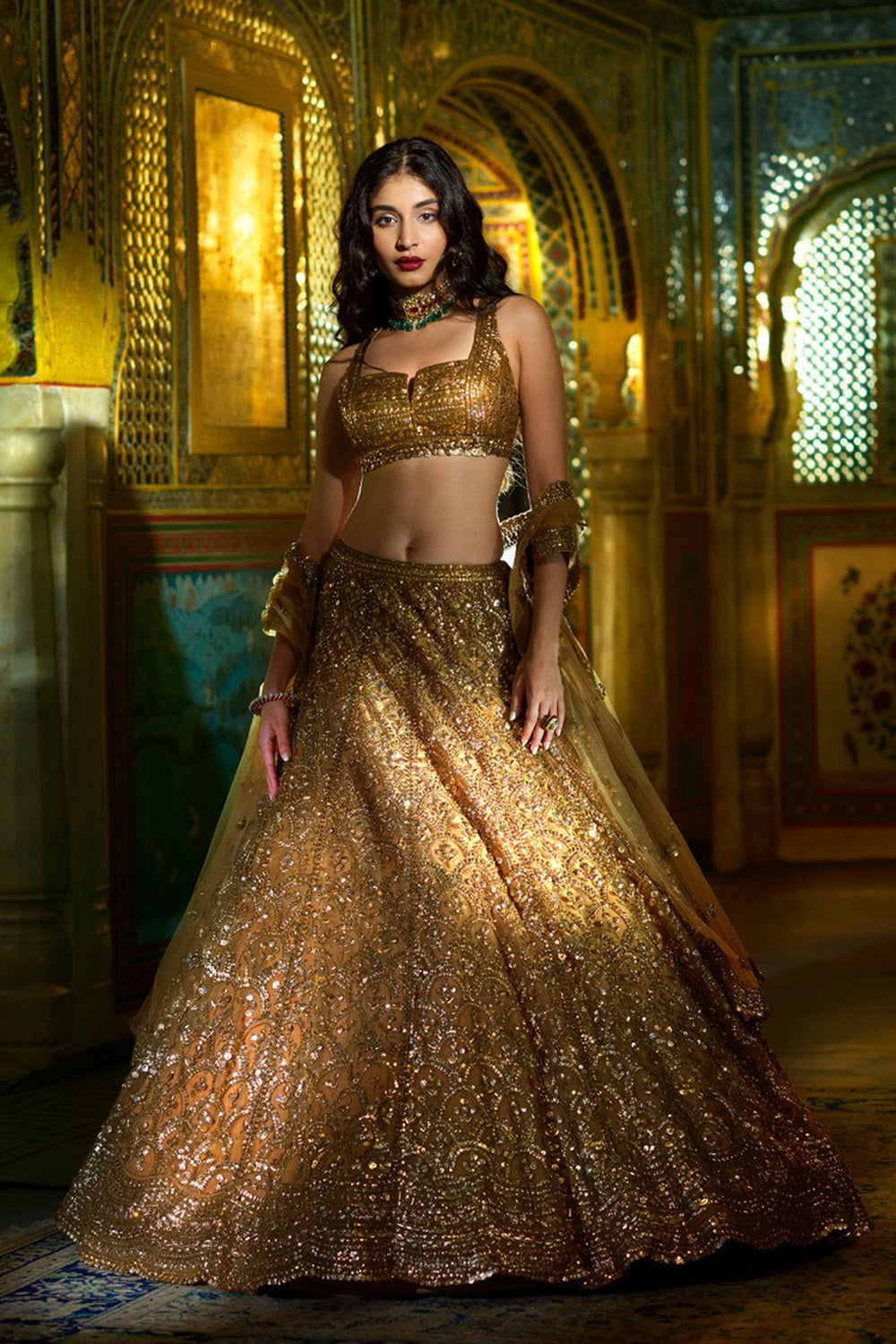 Copper Sequin Lehenga Set