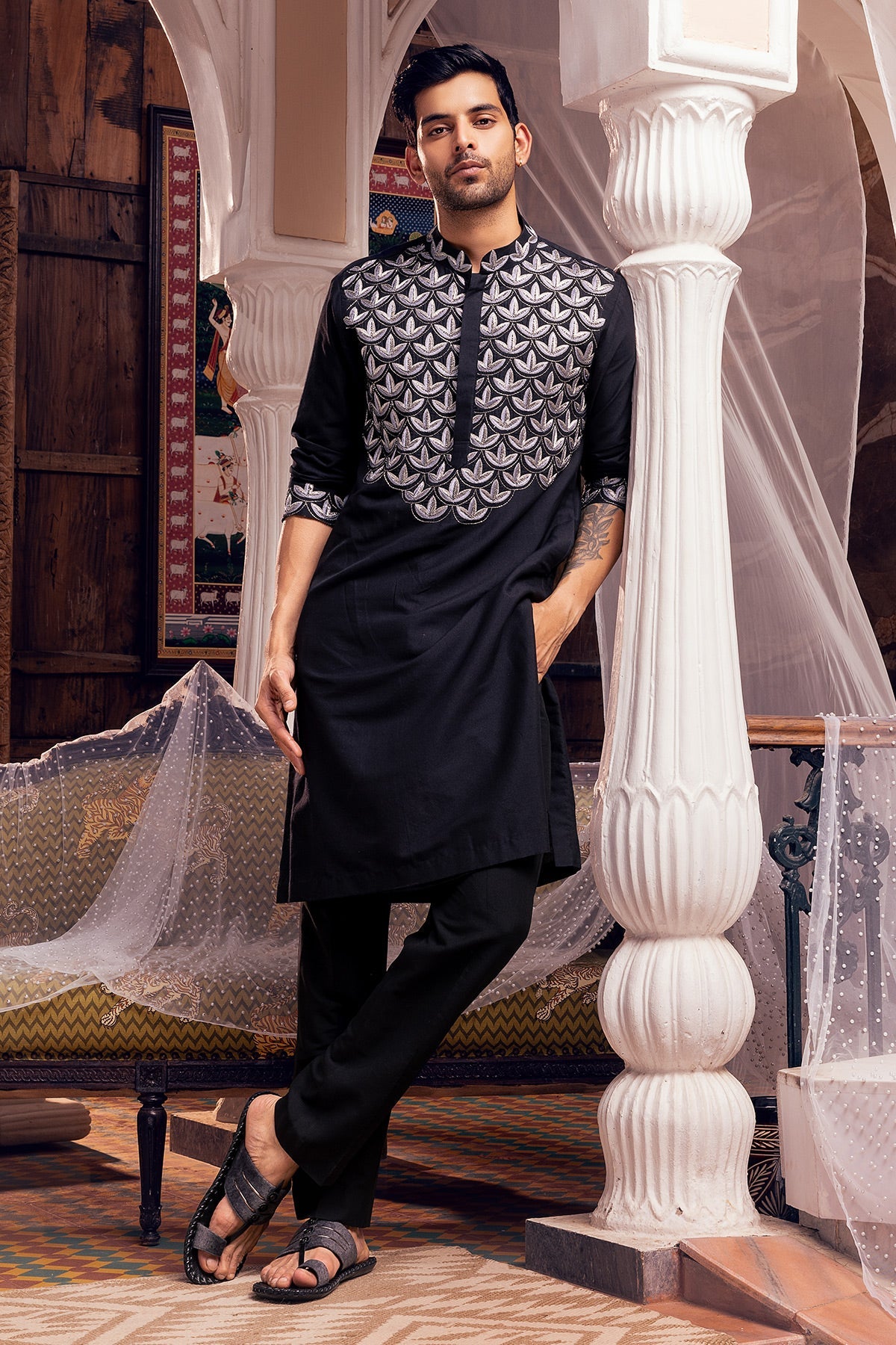 Black Embroidered Kurta & Pants