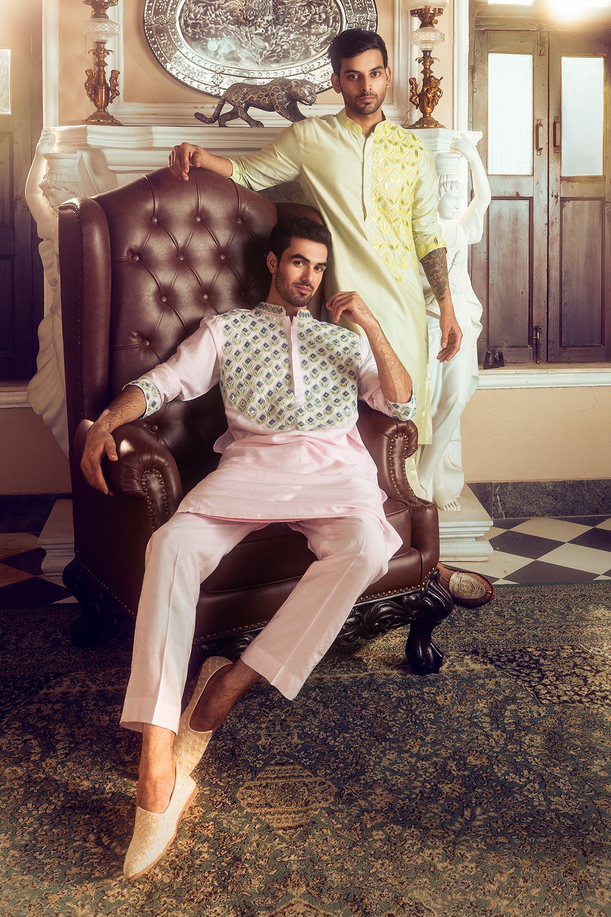 Mint Green Embroidered Kurta ,Bundy & Pants