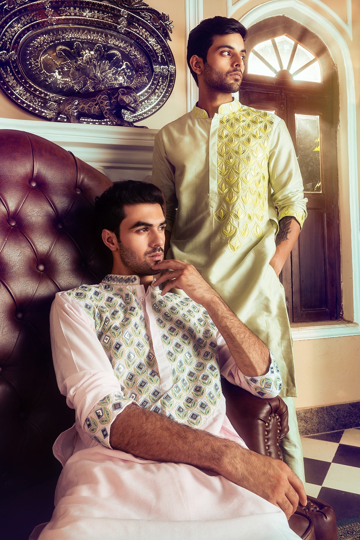 Mint Green Embroidered Kurta ,Bundy & Pants