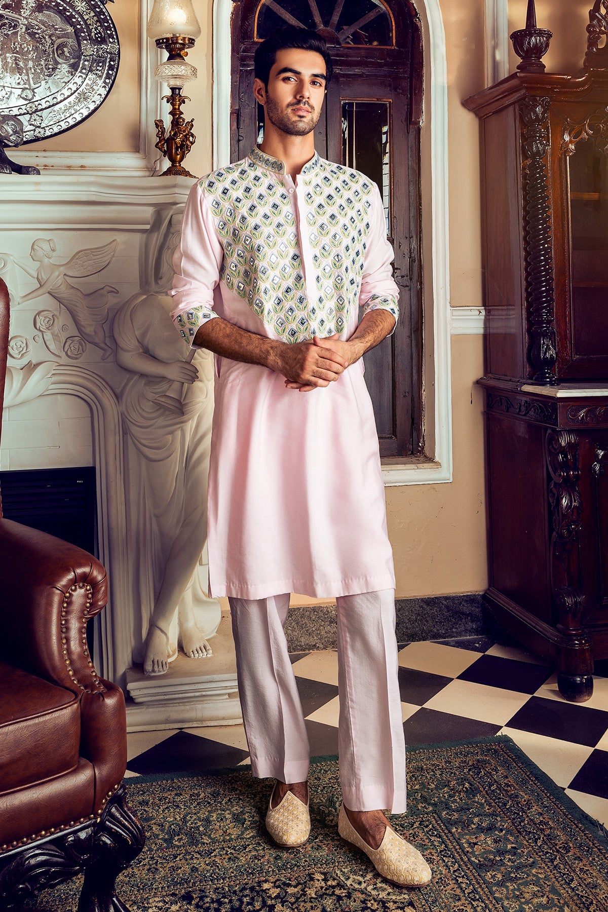 Blush Pink Embroidered Kurta & Pants