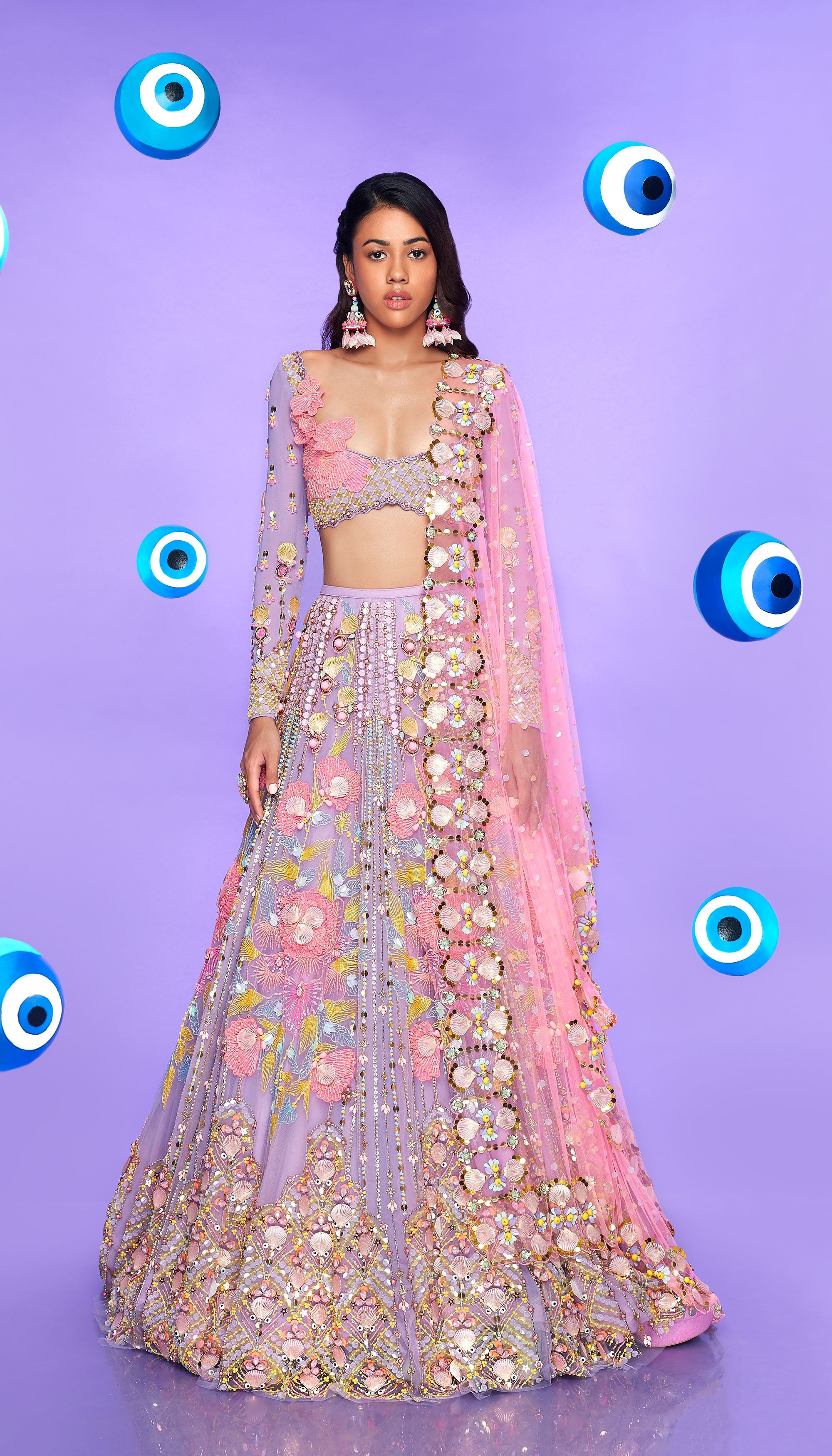 I'd Wanna Be Me Too - Lilac Embellished Full Lehenga Set