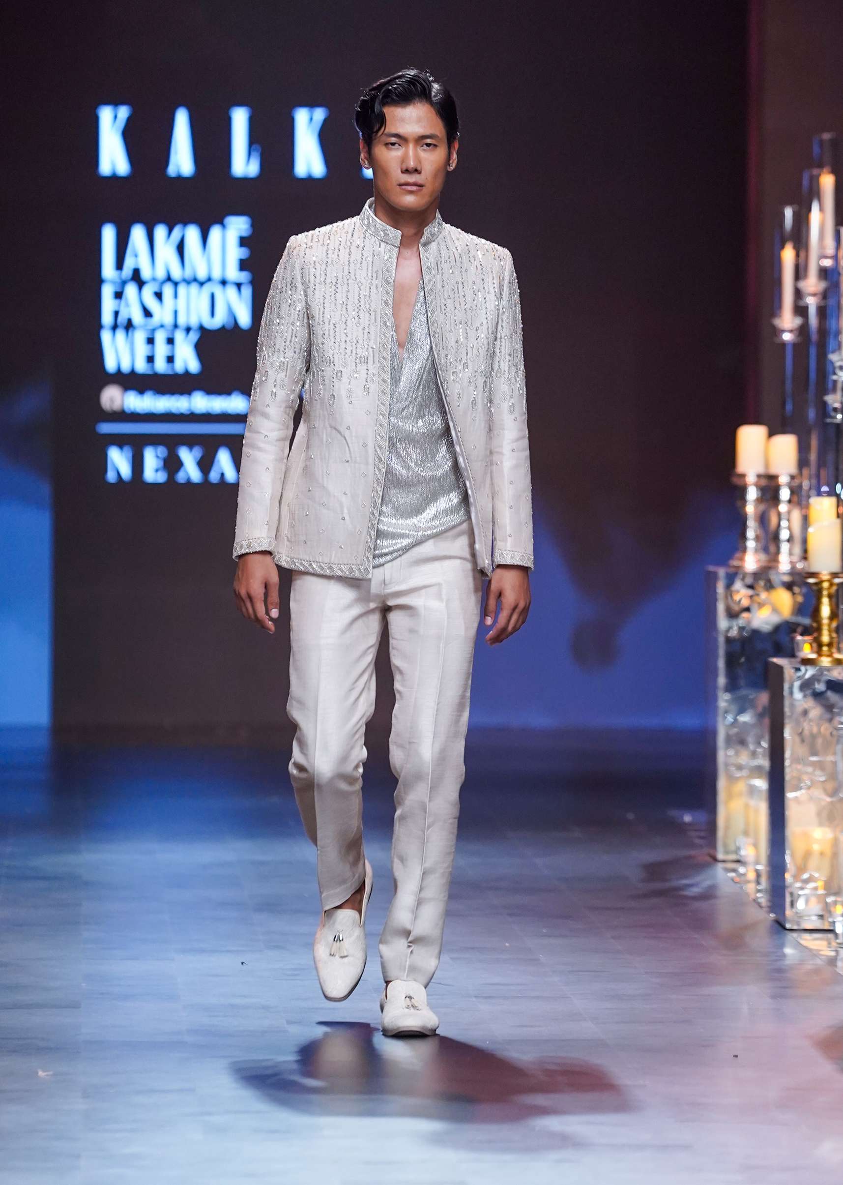 Grey Jodhpuri And Shimmer Kurta Set