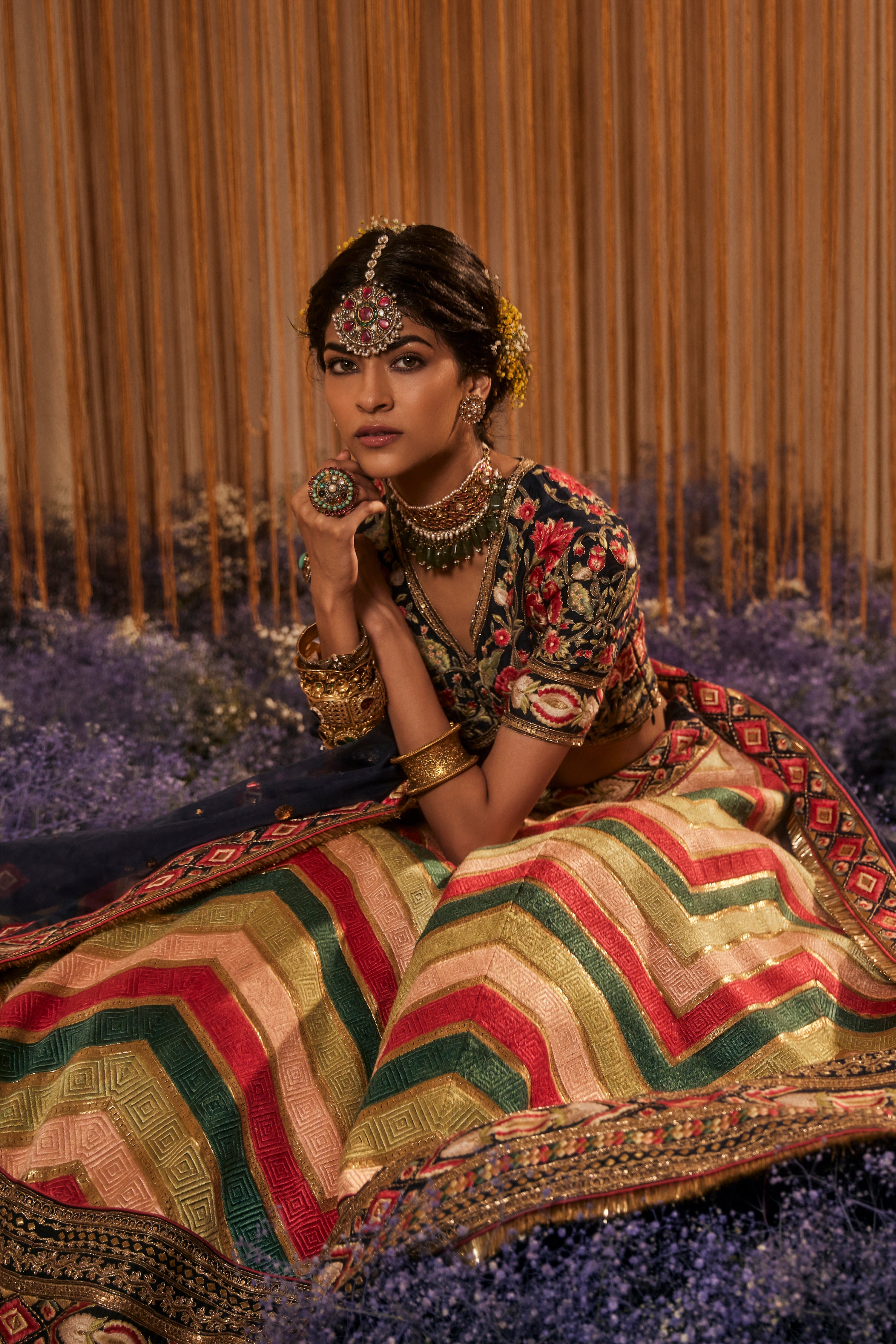 Phulkari Lehenga With Blouse & Dupatta