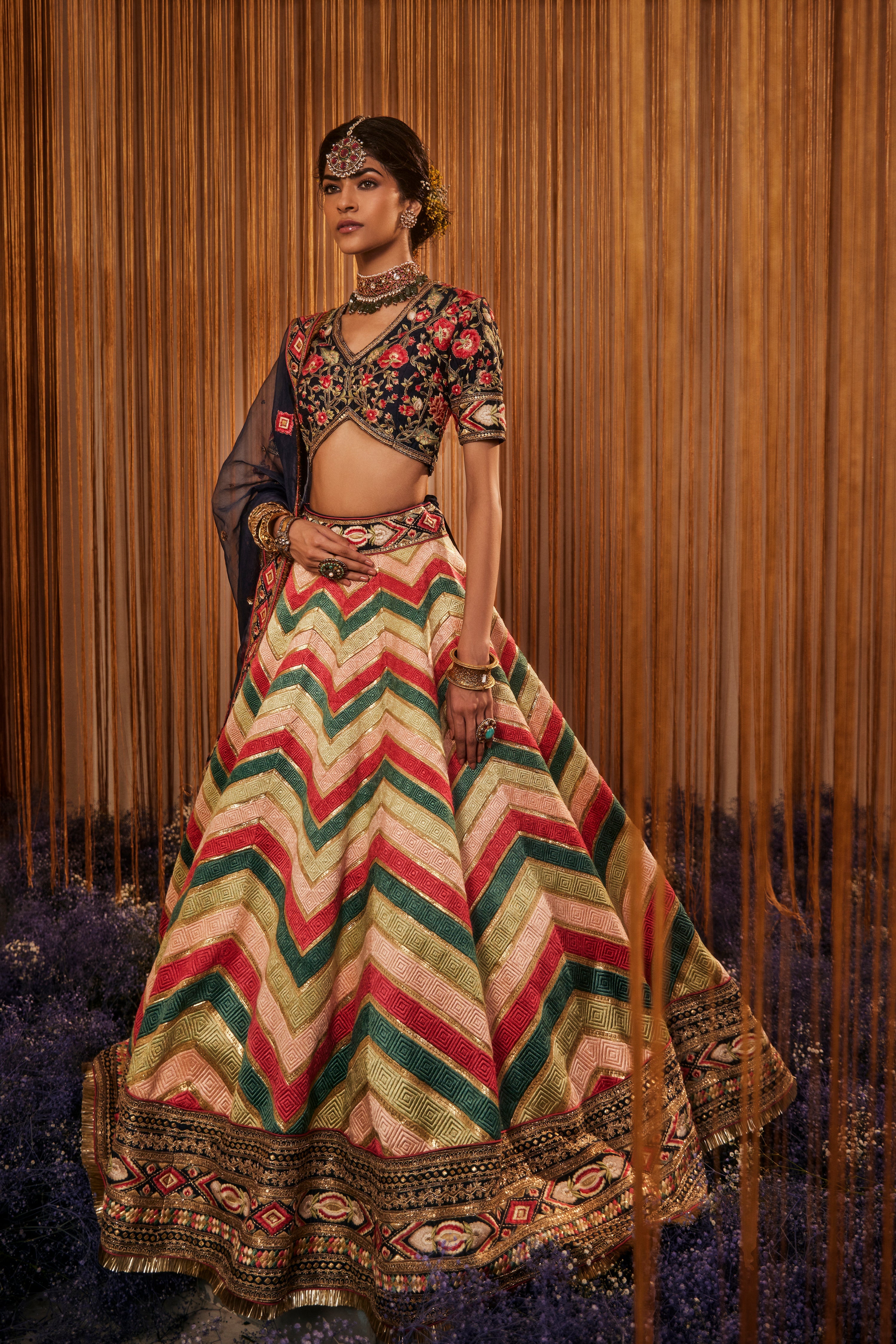 Phulkari Lehenga With Blouse & Dupatta