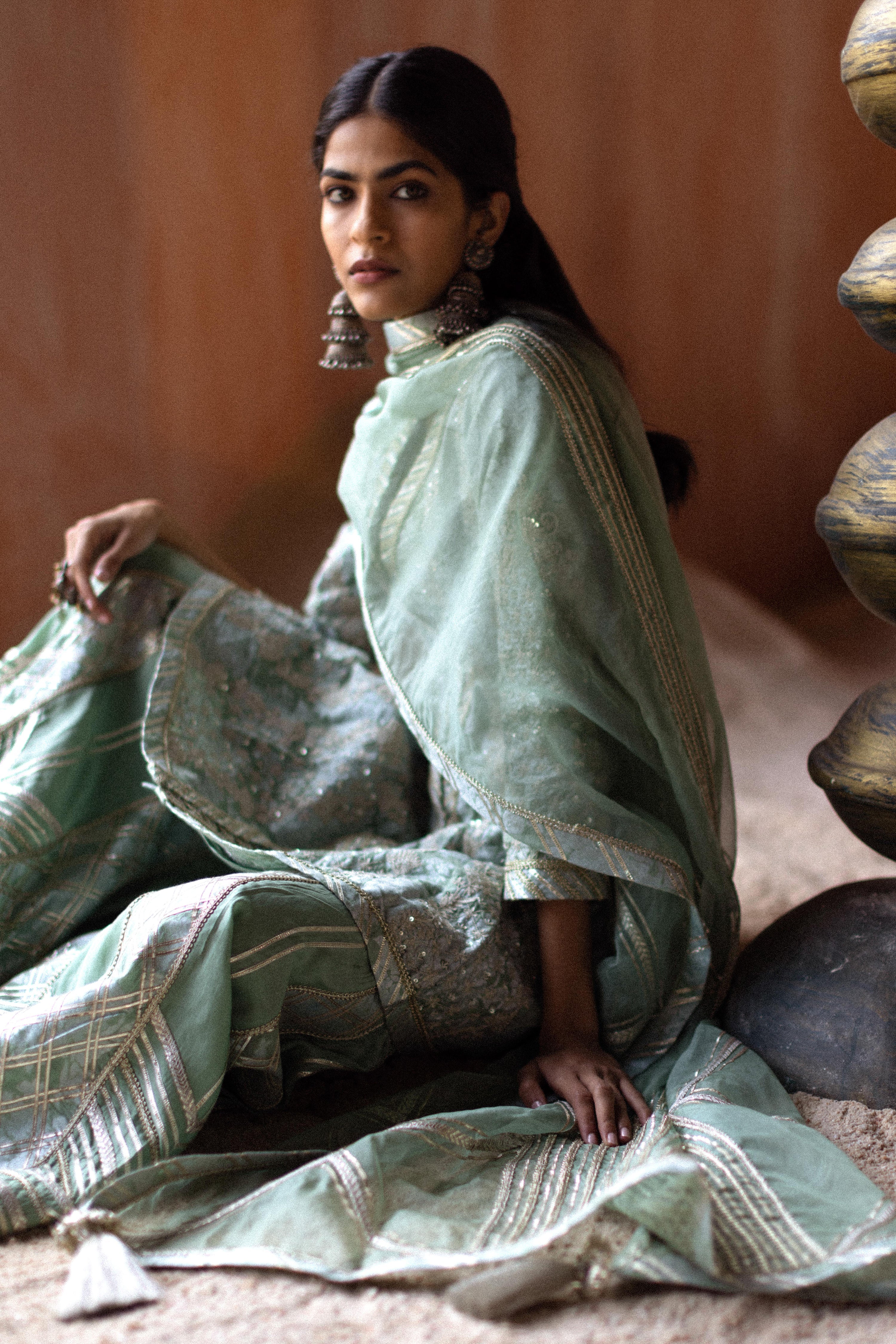 Dori Jaal Long Peplum & Sharara