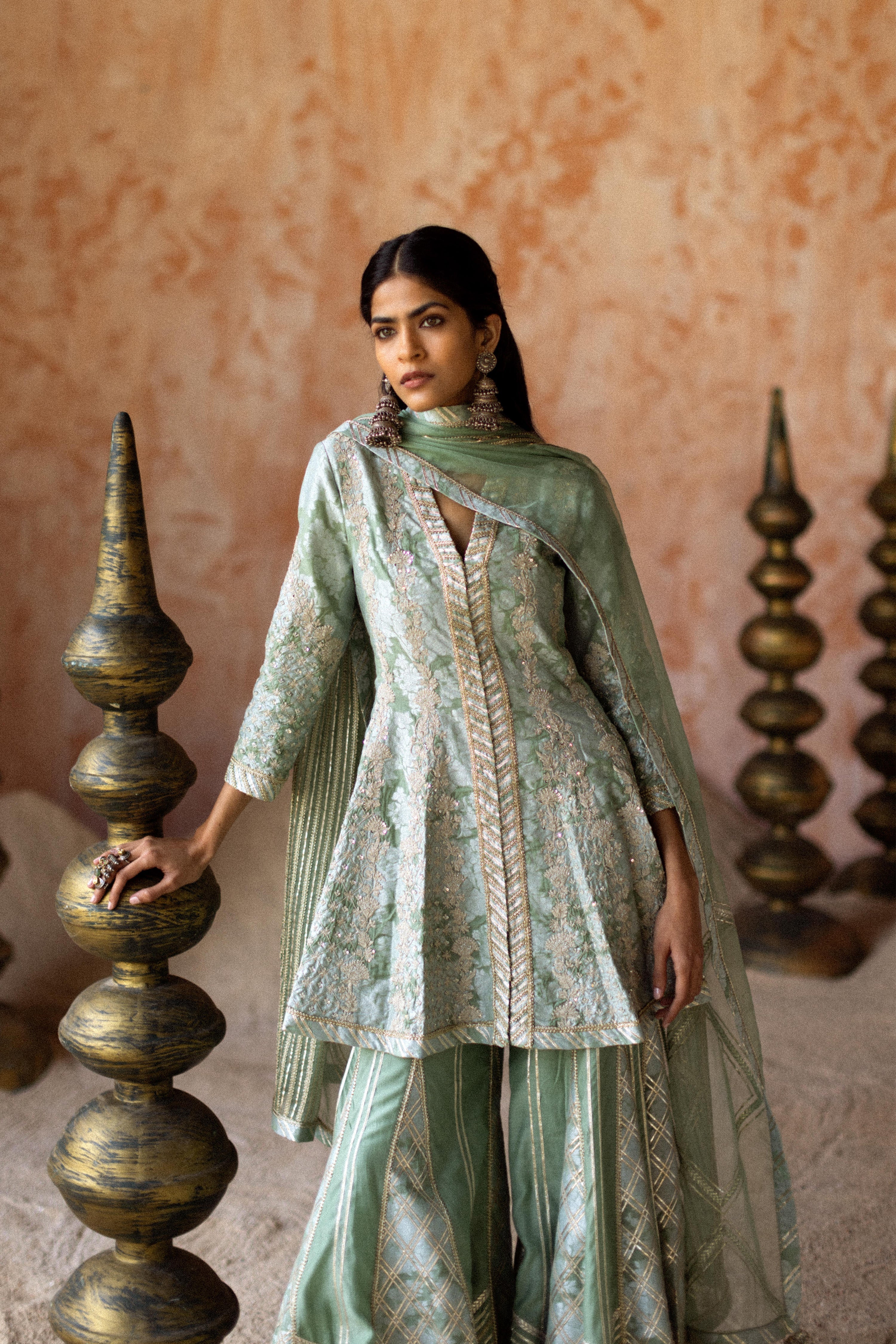 Dori Jaal Long Peplum & Sharara