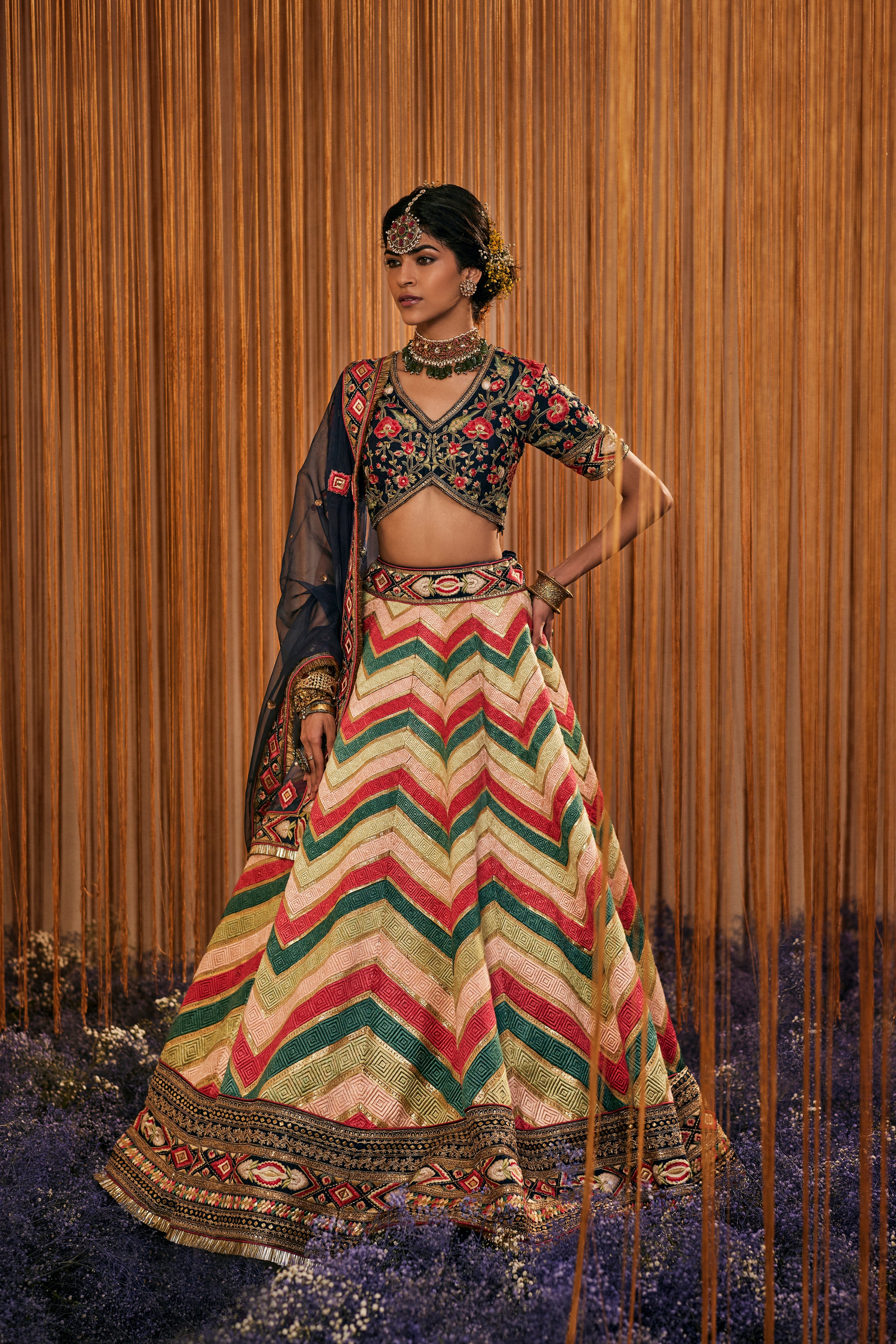 Phulkari Lehenga With Blouse & Dupatta