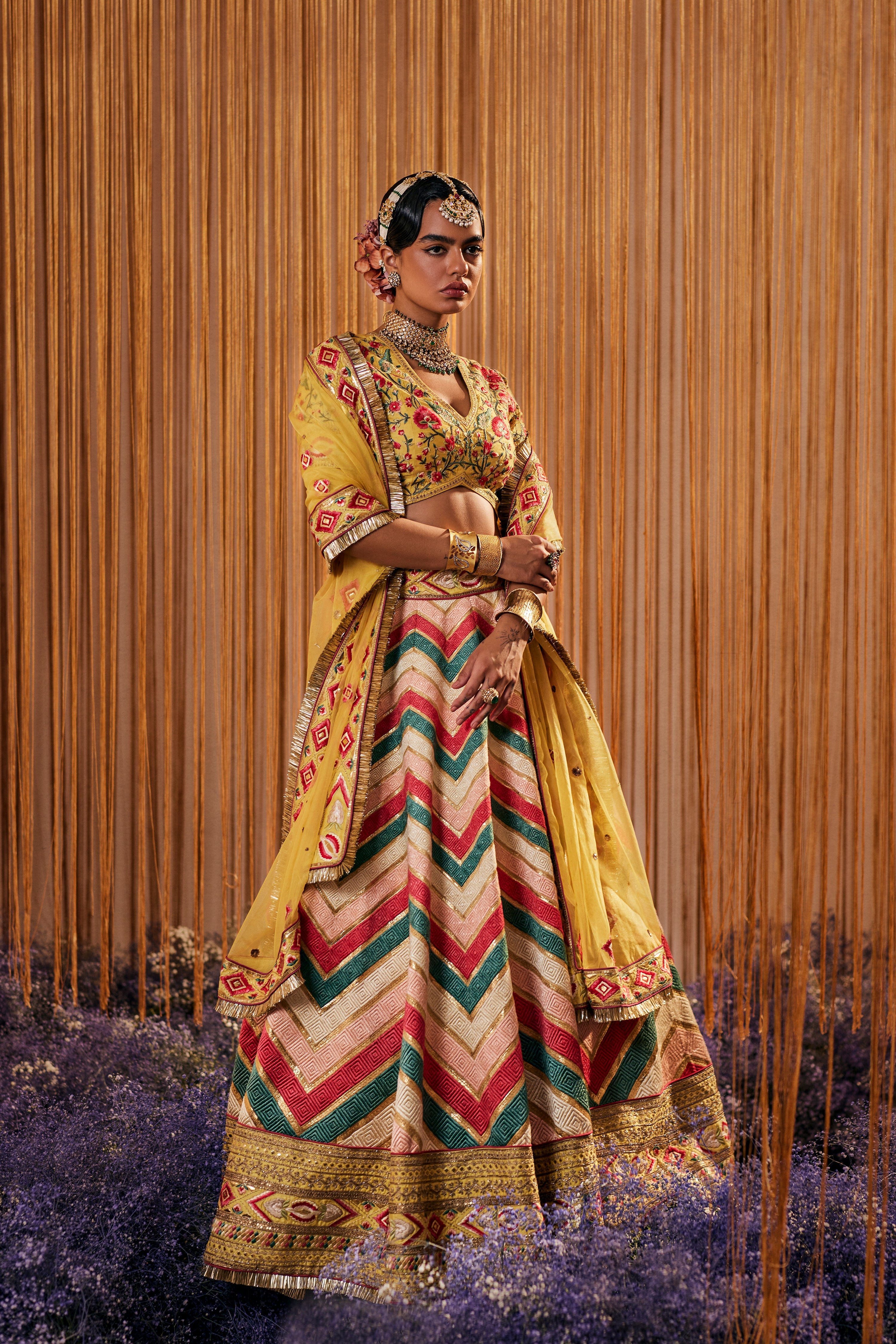 Phulkari Lehenga With Blouse & Dupatta
