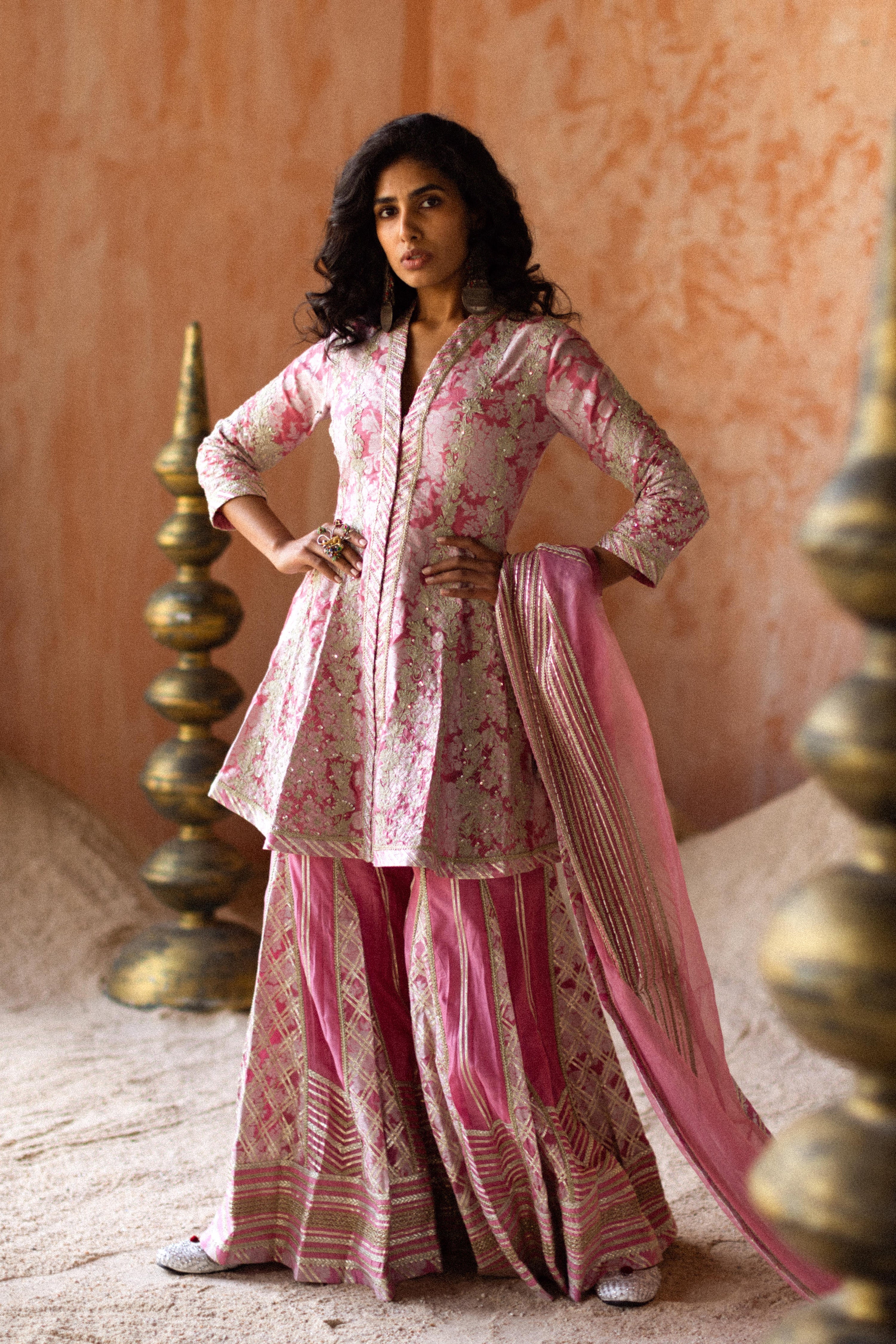 Dori Jaal Long Peplum & Sharara