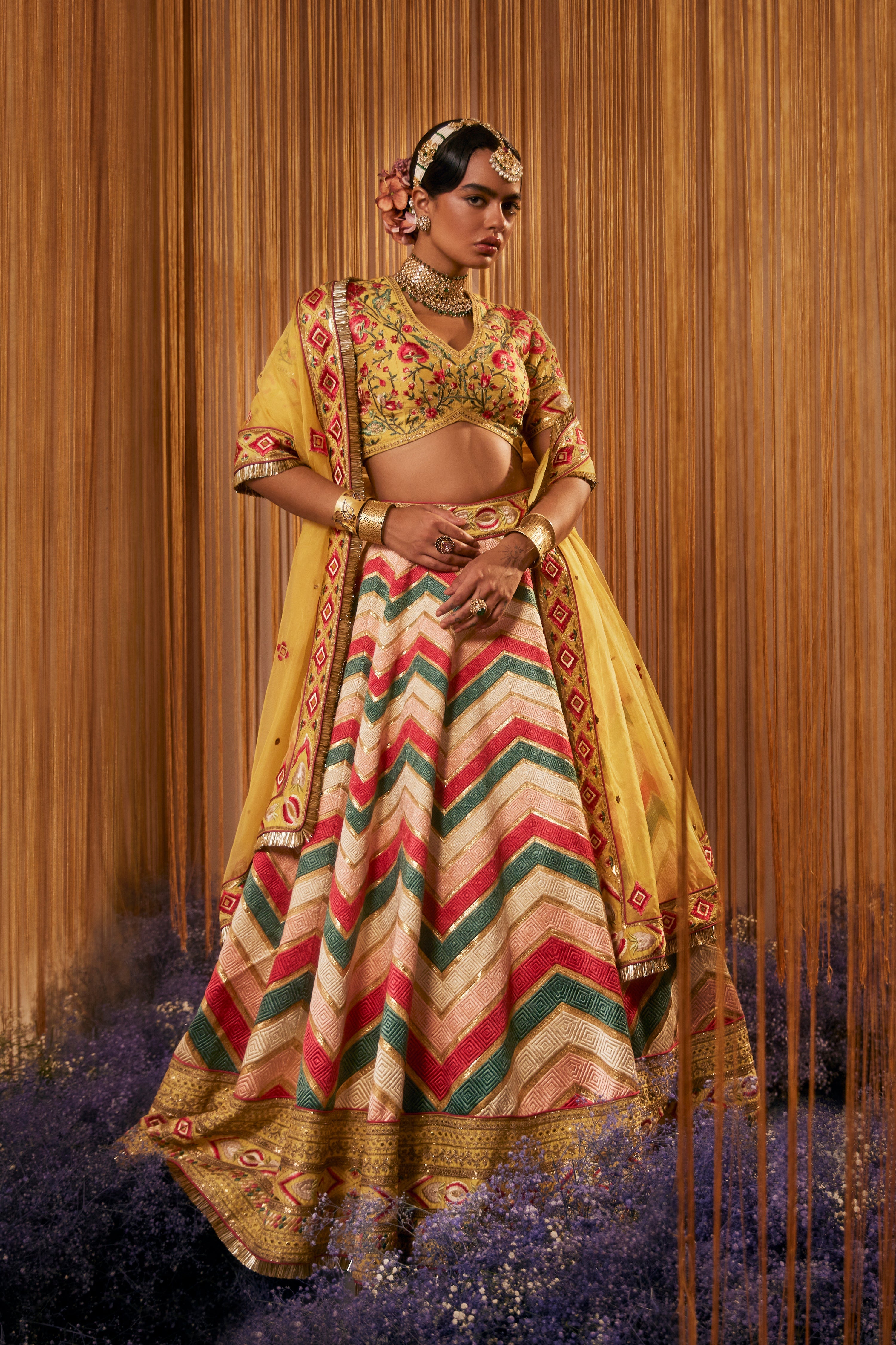 Phulkari Lehenga With Blouse & Dupatta