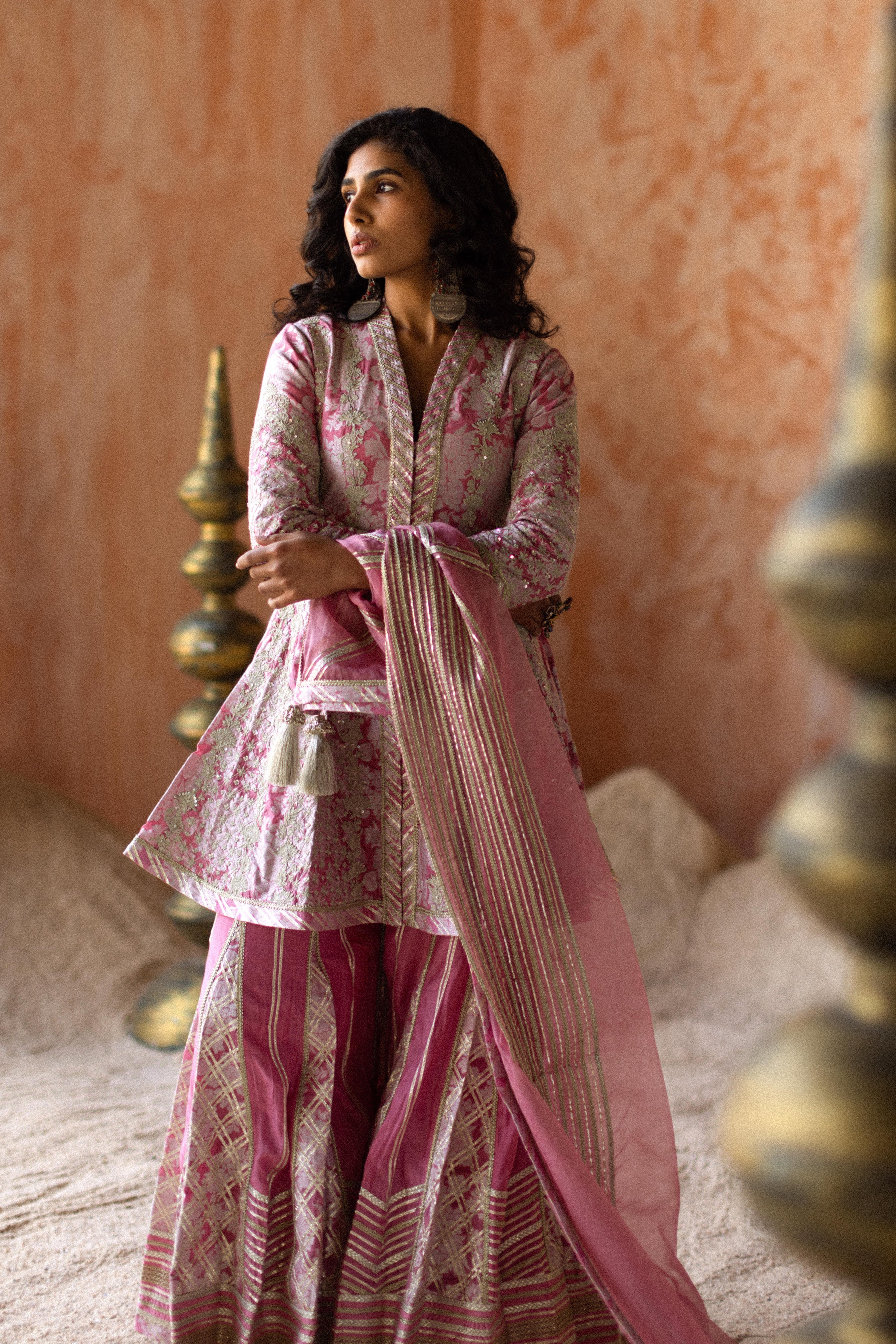 Dori Jaal Long Peplum & Sharara