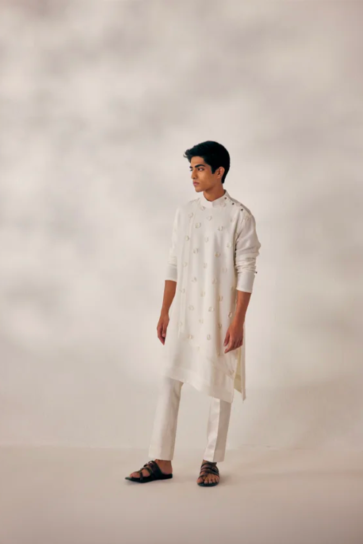 White Applique Kurta Set