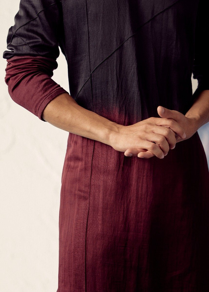 Wine Ombre Kurta Set