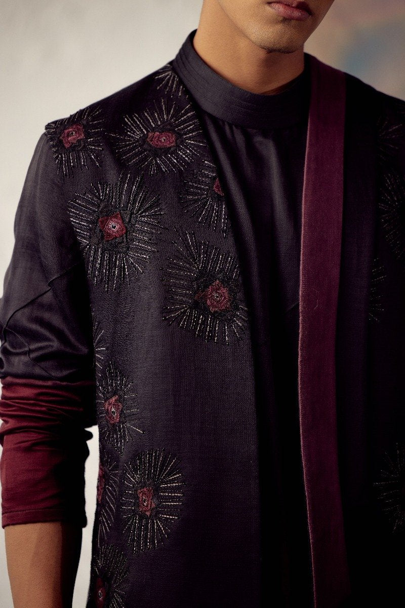 Wine Ombre Kurta Set