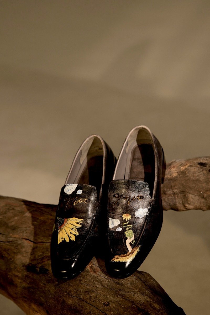 Black Hand-Painted Loafers