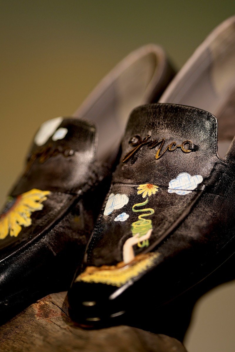 Black Hand-Painted Loafers
