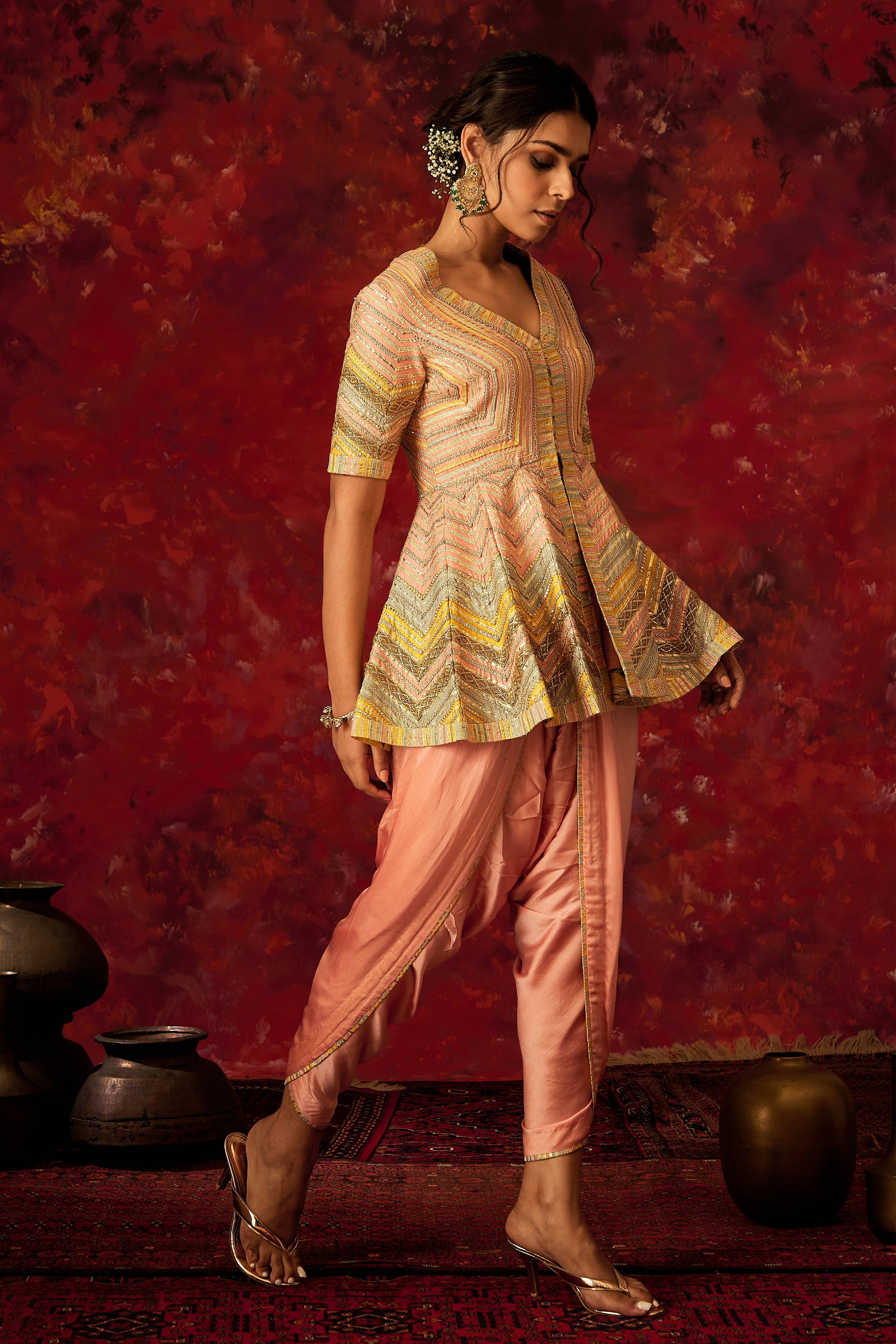 Sitara Peplum With Dhoti Pants