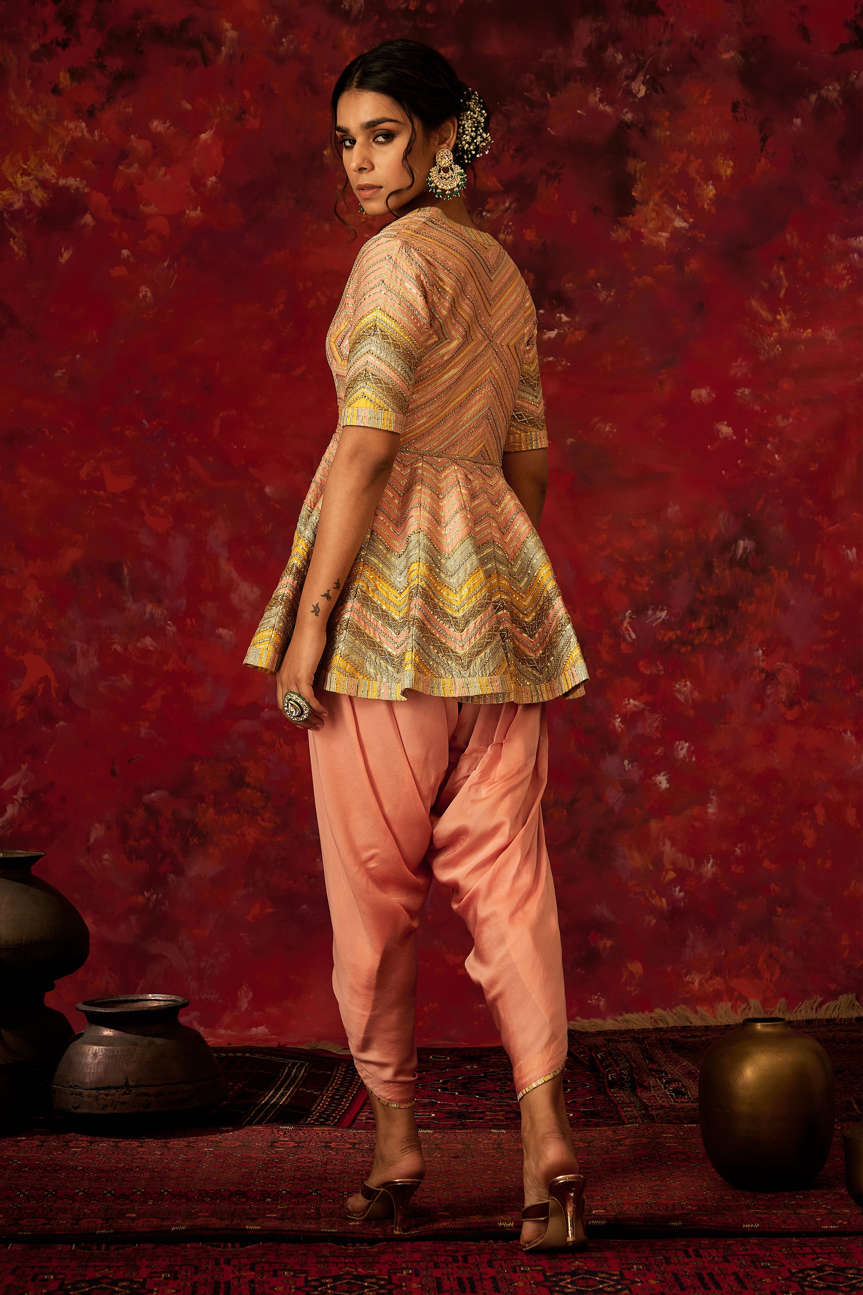 Sitara Peplum With Dhoti Pants