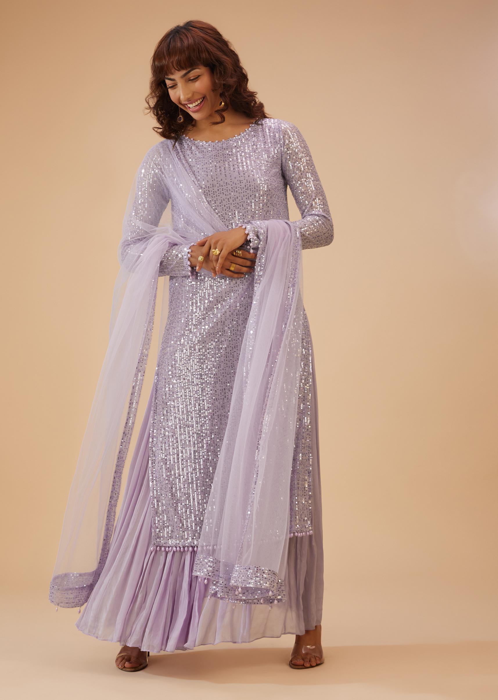 Kalki Fashion,SG117882,Lilac Purple Sequin Kurta Set