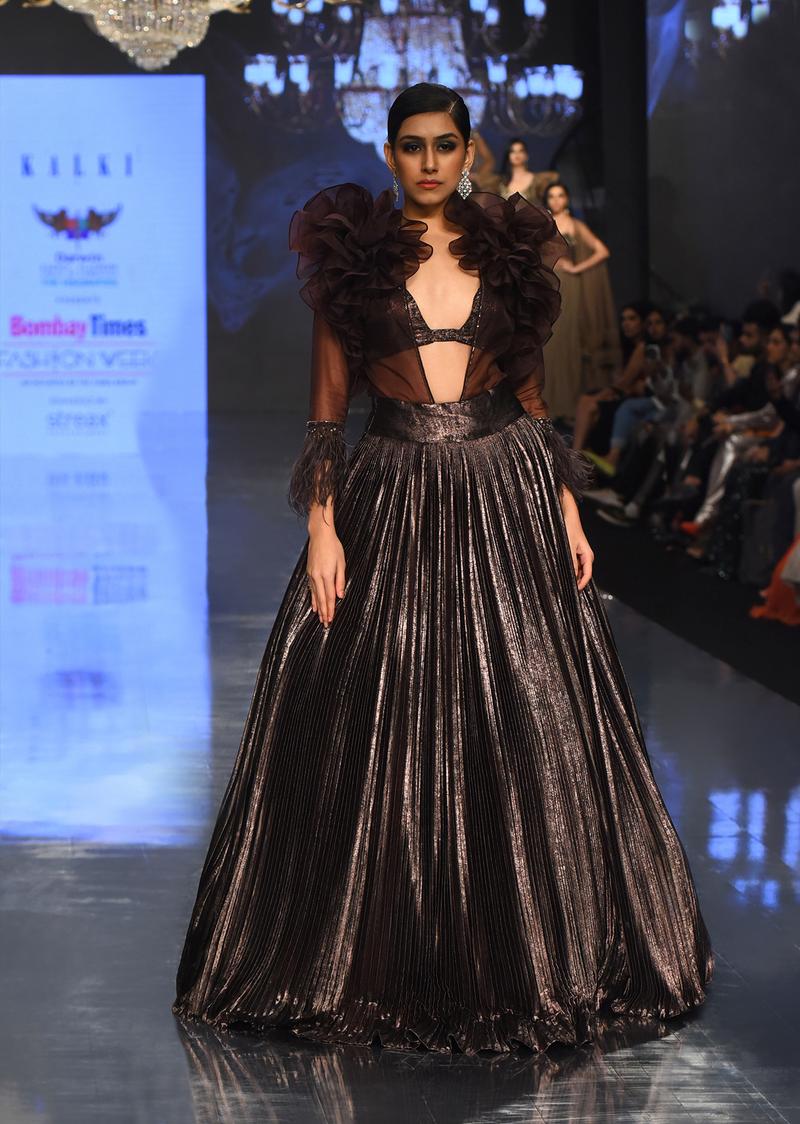 Dark Brown Lehenga With A Fancy Shrug - Noor 2022