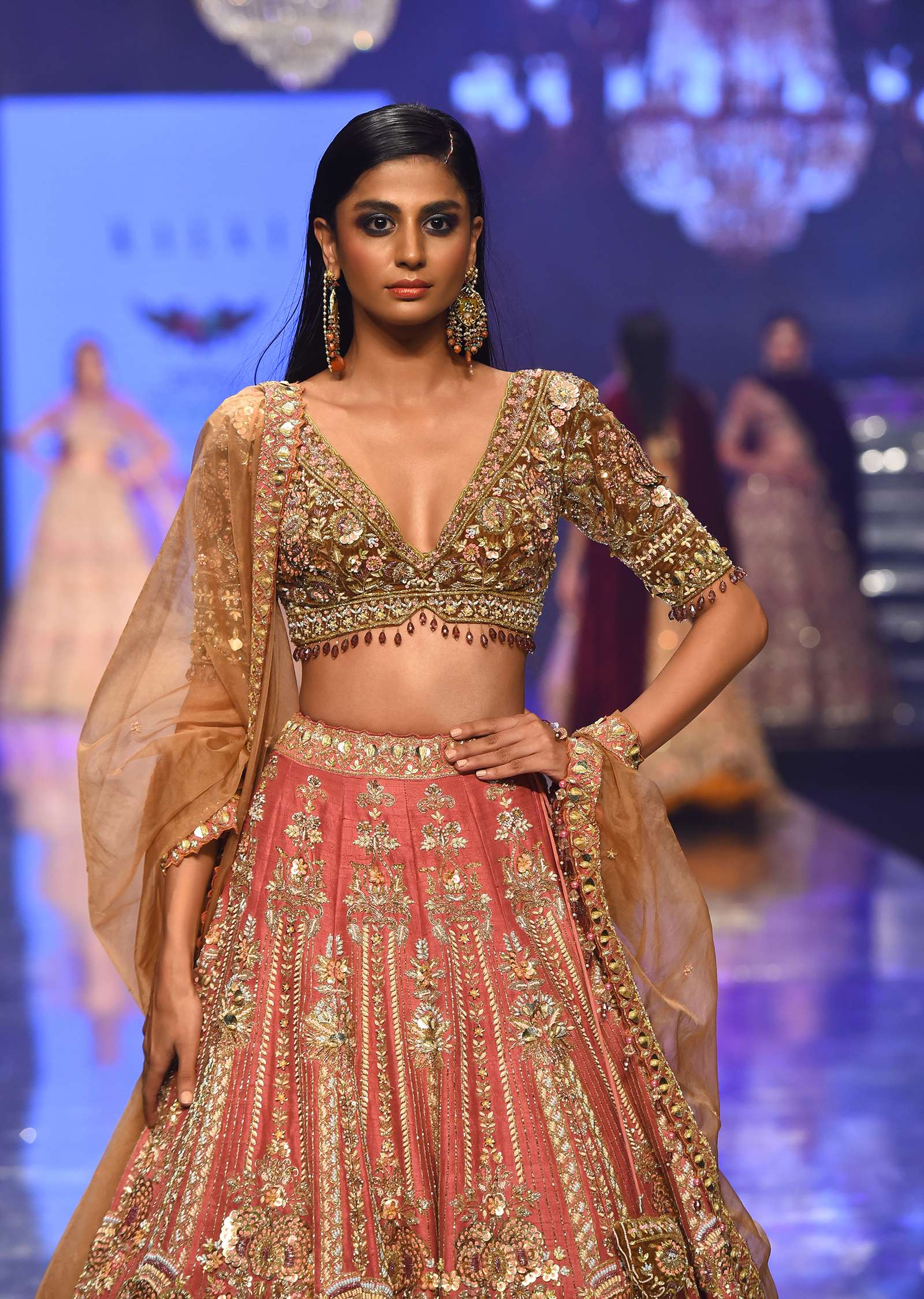 Rose Pink Bridal Lehenga In Raw Silk And Velvet With Heavy Embroidery - Noor 2022