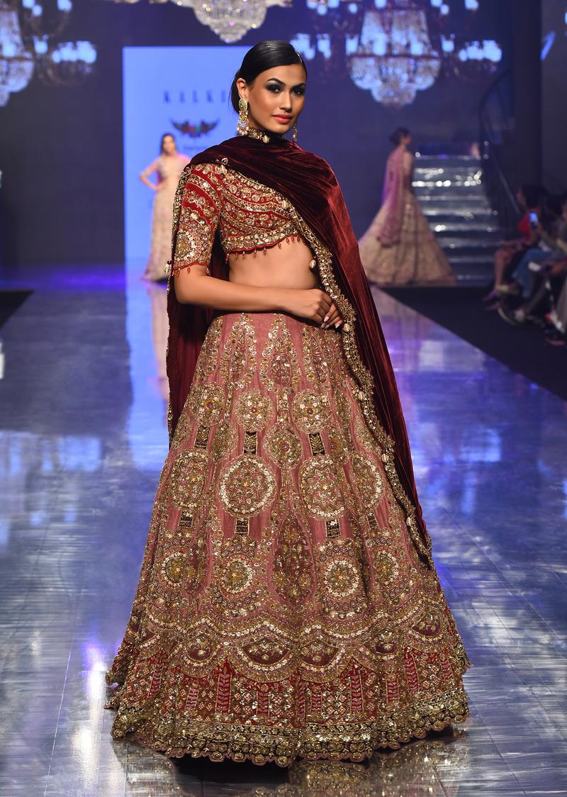 Powder Pink Amari Bridal Lehenga With Heavy Embroidery - Noor 2022