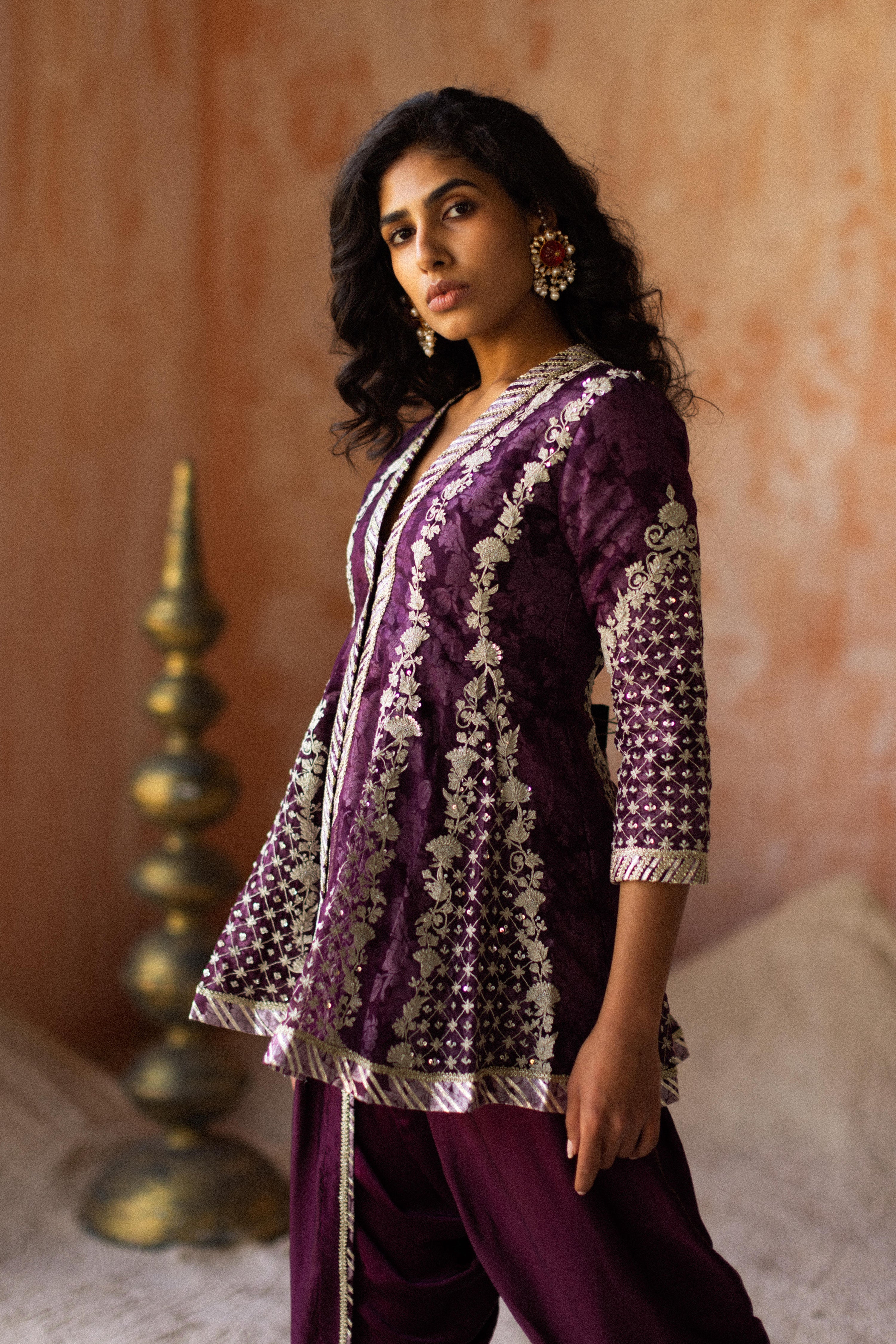 Dori Jaal Peplum With Dhoti Pants