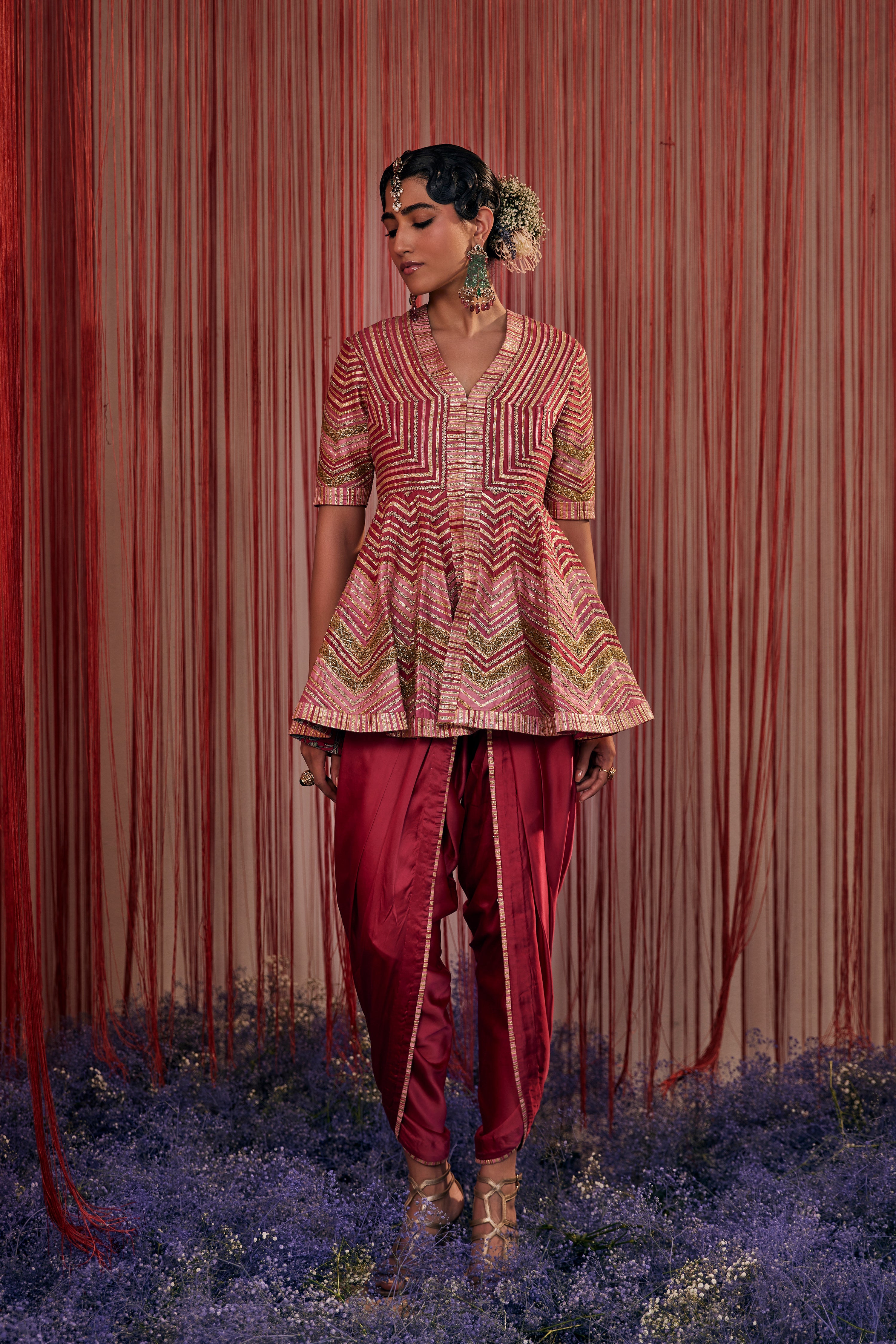 Sitara Peplum With Dhoti Pants