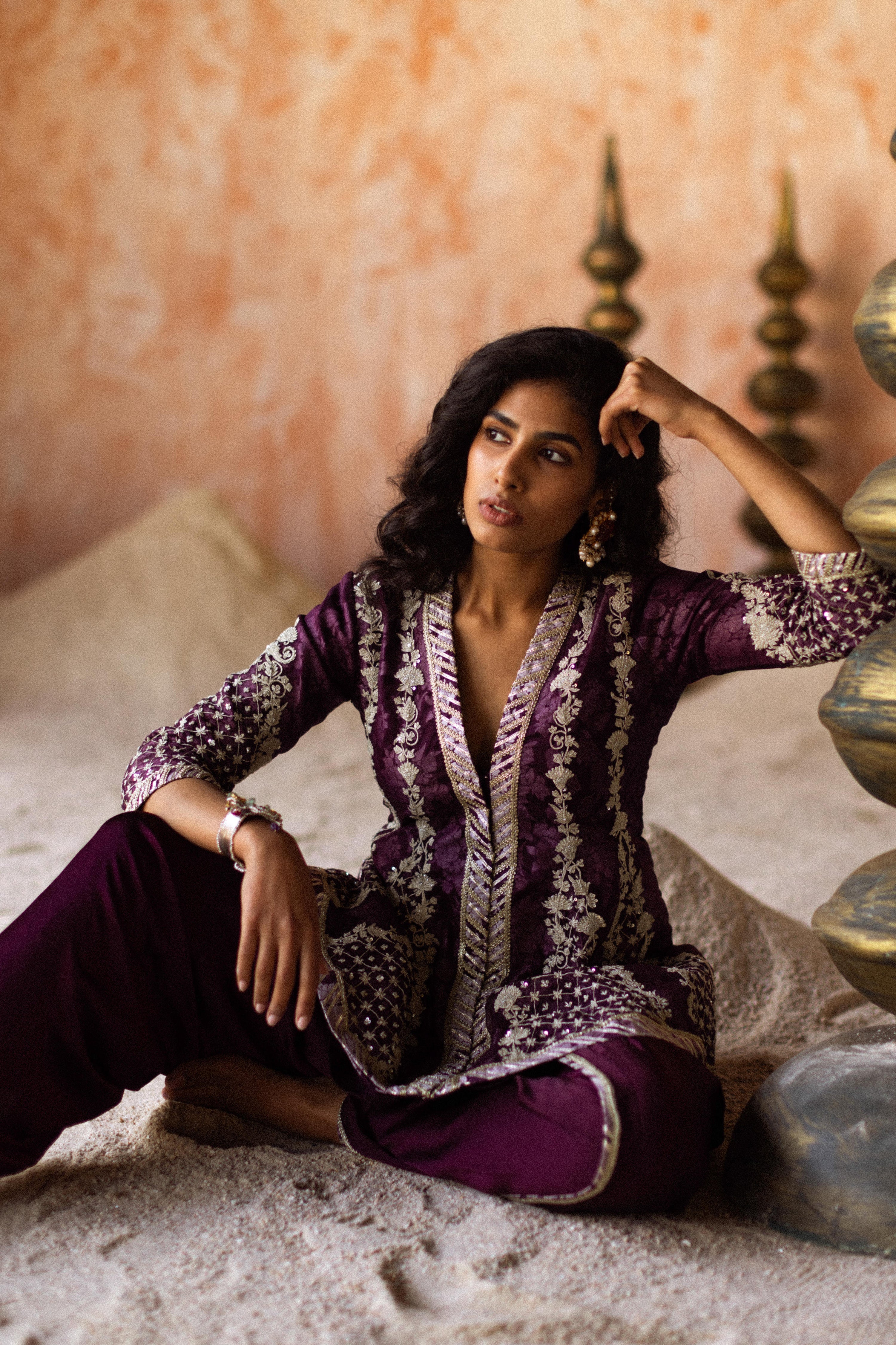 Dori Jaal Peplum With Dhoti Pants