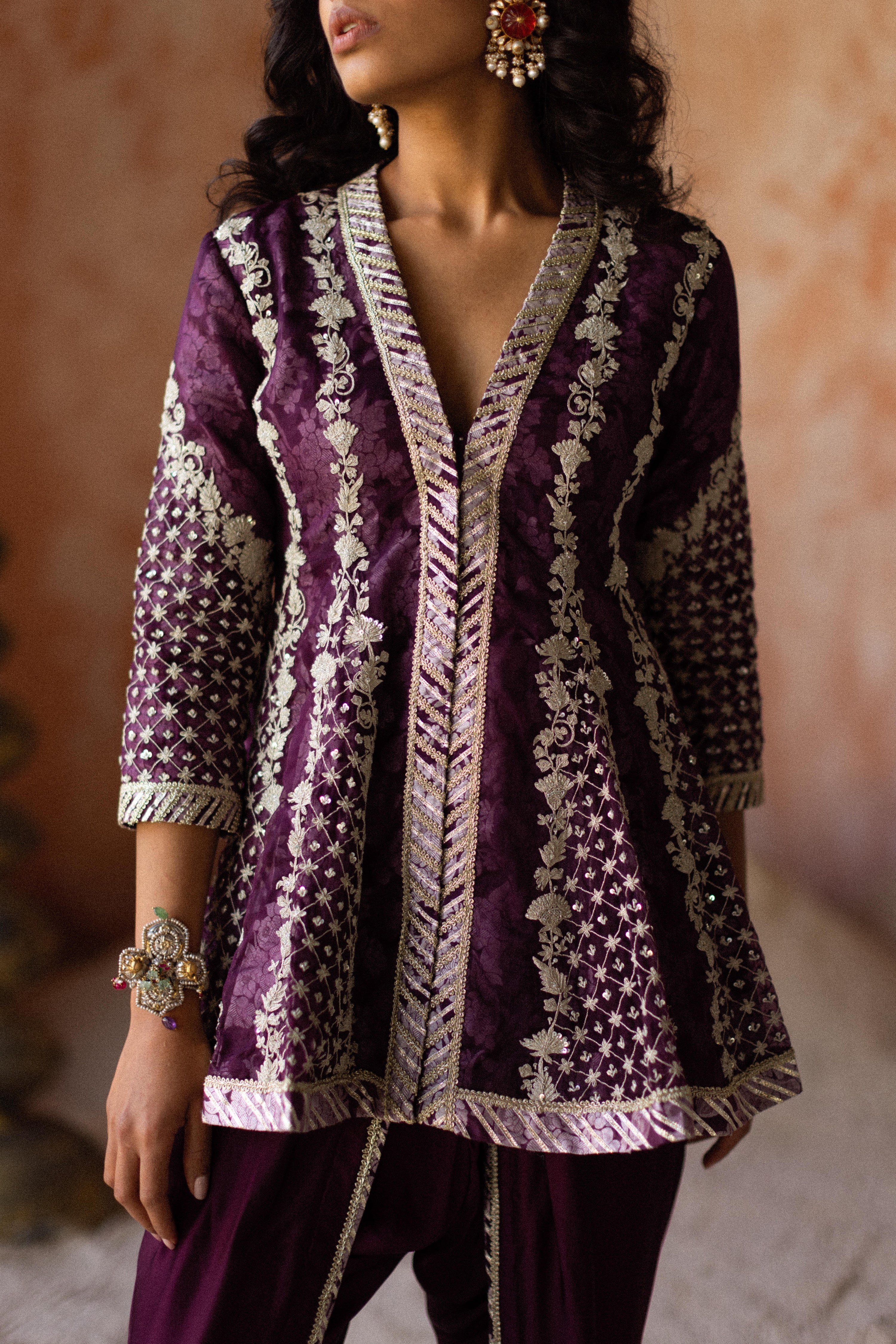 Dori Jaal Peplum With Dhoti Pants